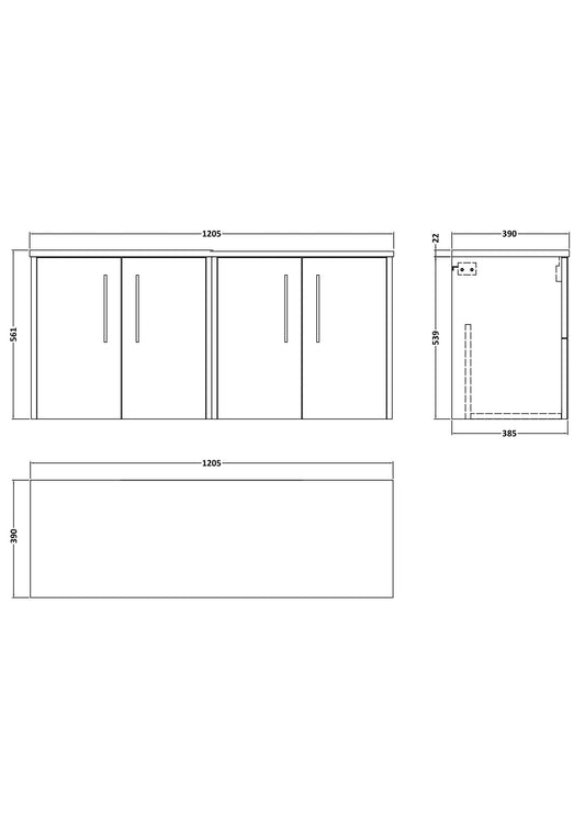 Hudson Reed Juno 1200mm Coastal Grey Wall Hung Vanity Unit With Laminate Worktop