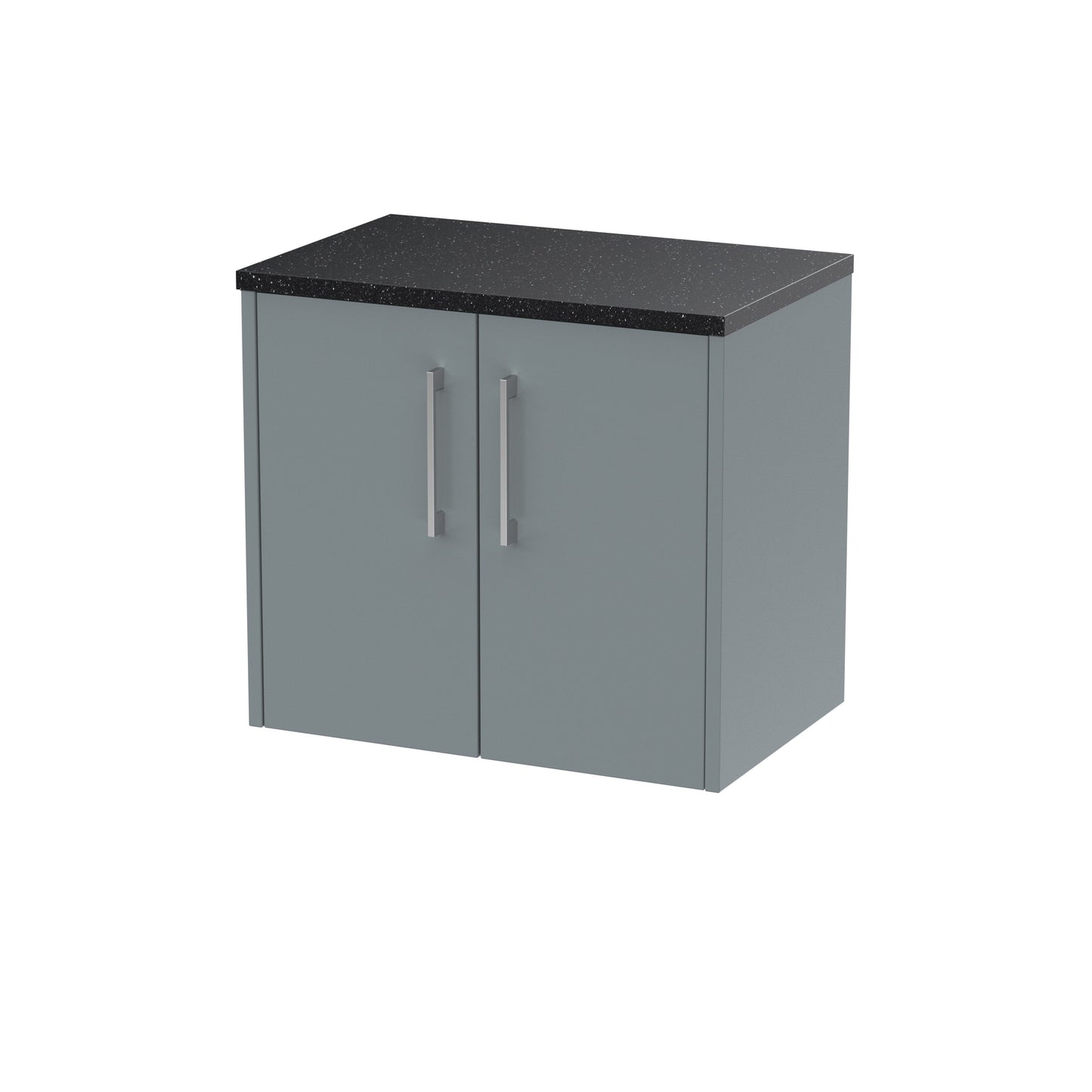 Hudson Reed Juno 600mm Wall Hung 2-Door Coastal Grey Vanity Unit With Laminate Worktop