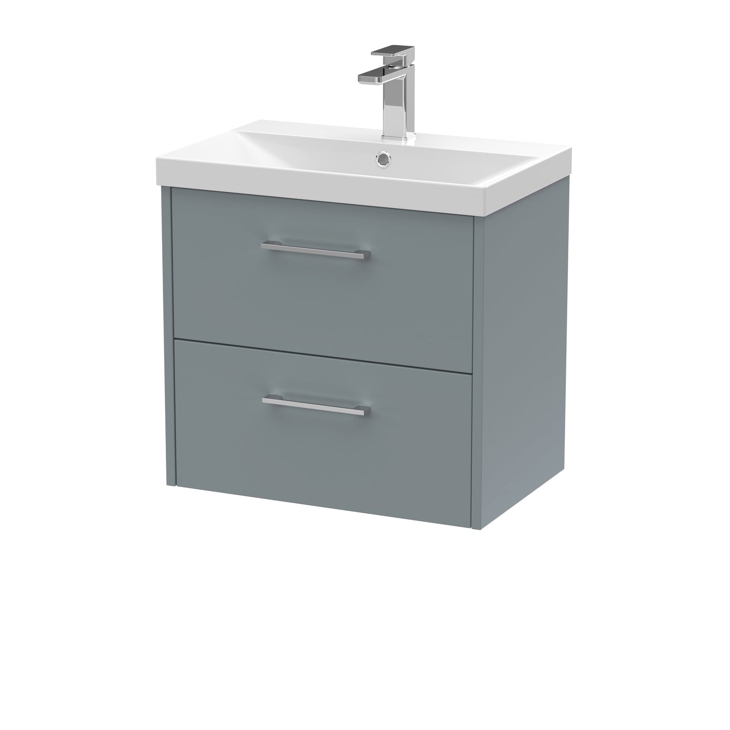 Hudson Reed Juno 600mm Coastal Grey Wall Hung 2-Drawer Soft Close Vanity Unit With 1 Tap Hole Basin