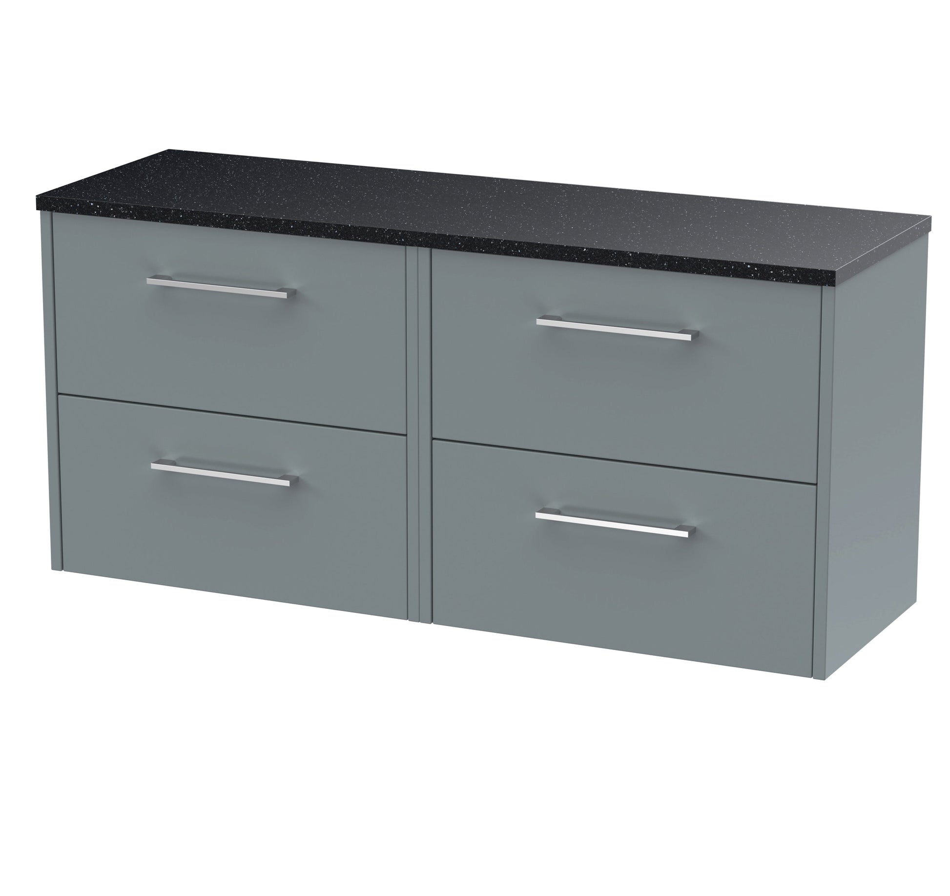 Hudson Reed Juno 1200mm Coastal Grey Wall Hung 4-Drawer Vanity Unit With Laminate Worktop