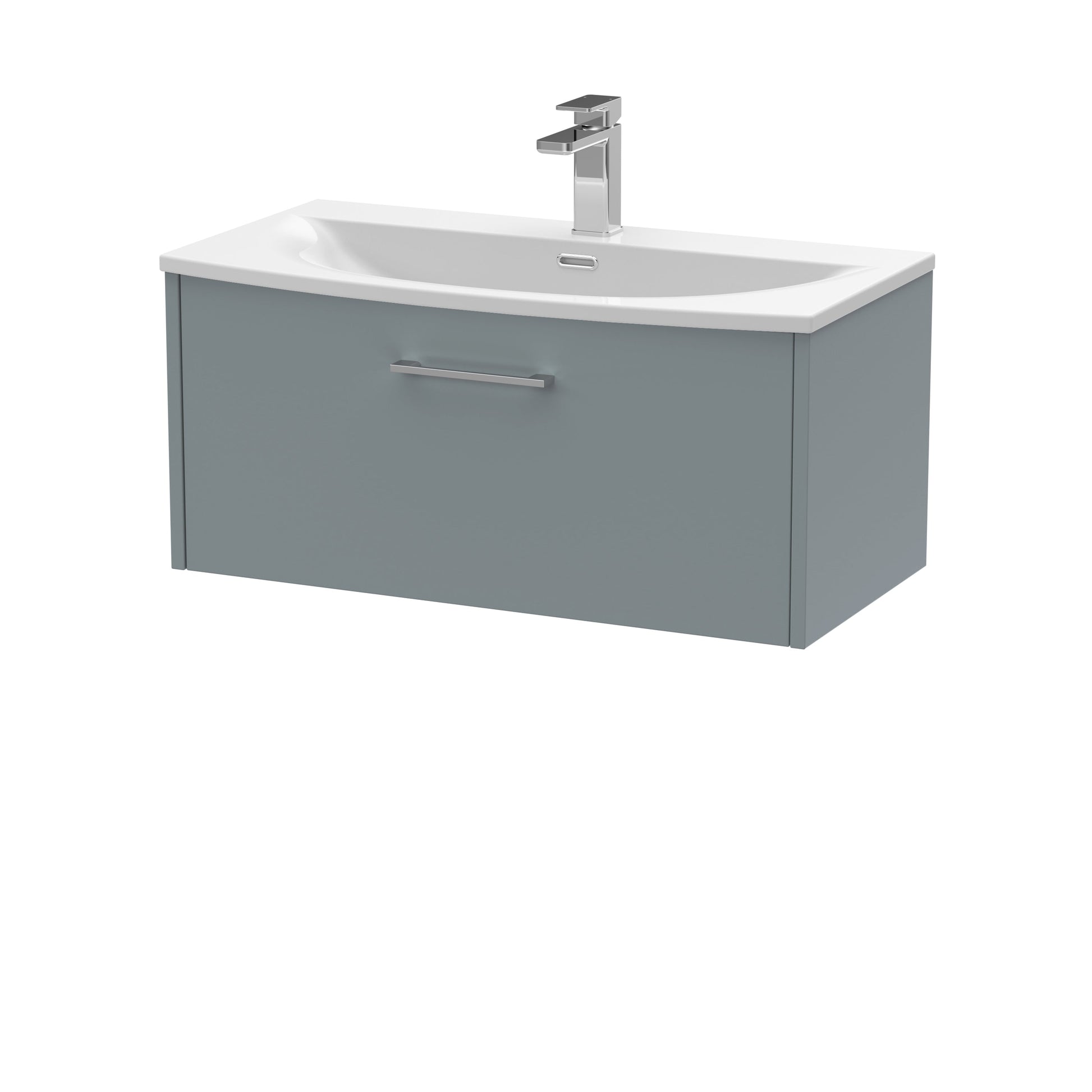 Hudson Reed Juno 800mm Wall Hung Single Drawer Vanity Unit with Curved 1 Tap Hole Basin