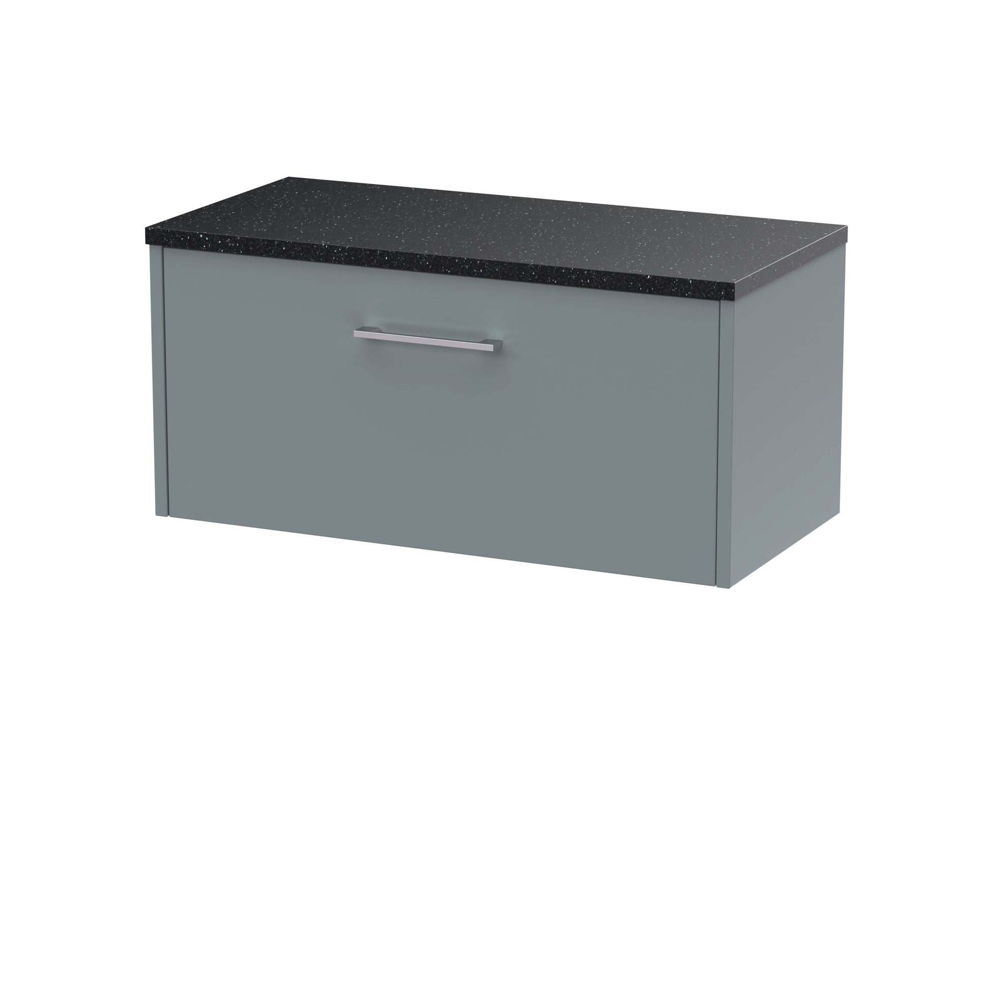 Hudson Reed Juno 800mm Coastal Grey Wall Hung Single Drawer Vanity Unit With Laminate Worktop