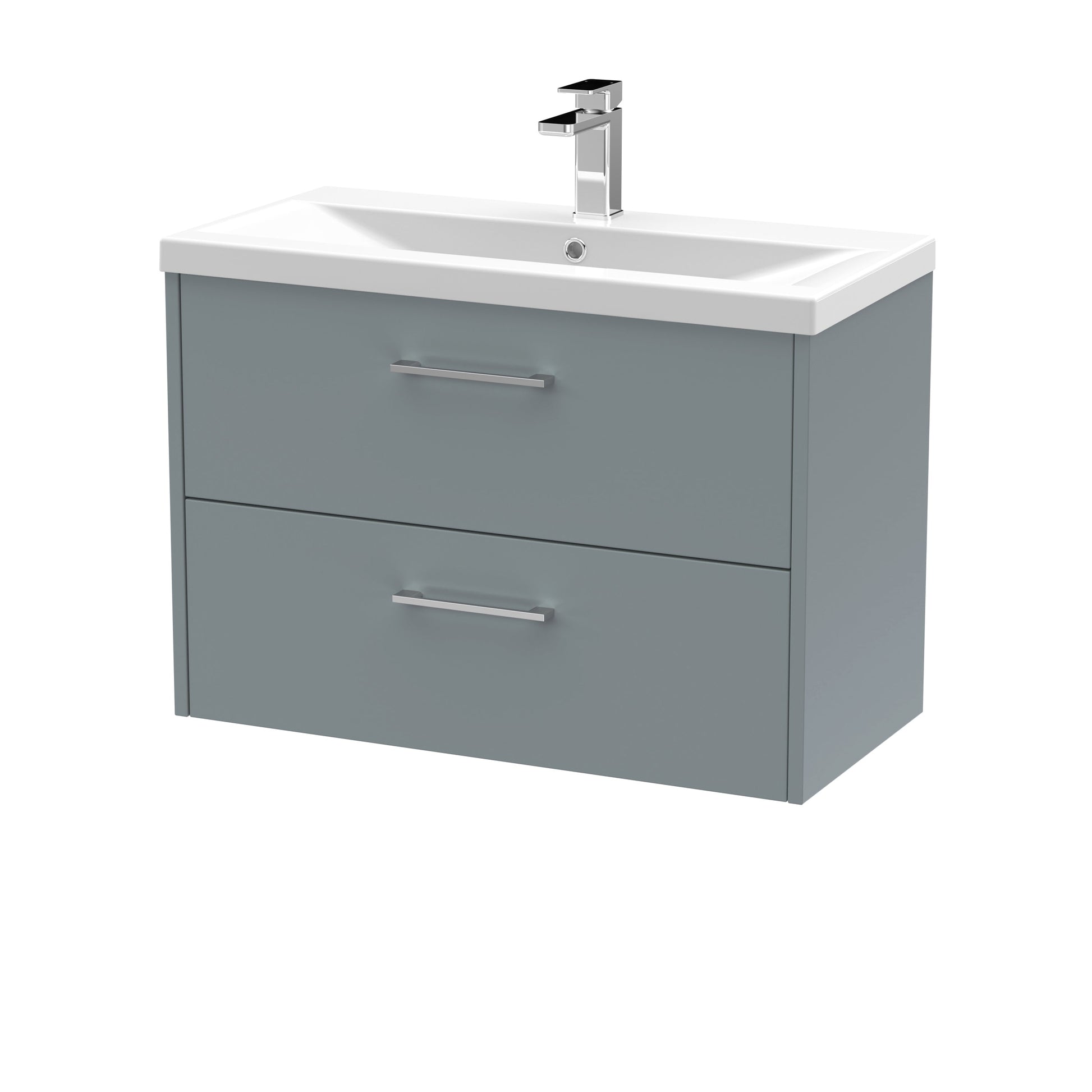 Hudson Reed Juno 800mm Coastal Grey Wall Hung 2-Drawer Vanity Unit With 1 Tap Hole Basin