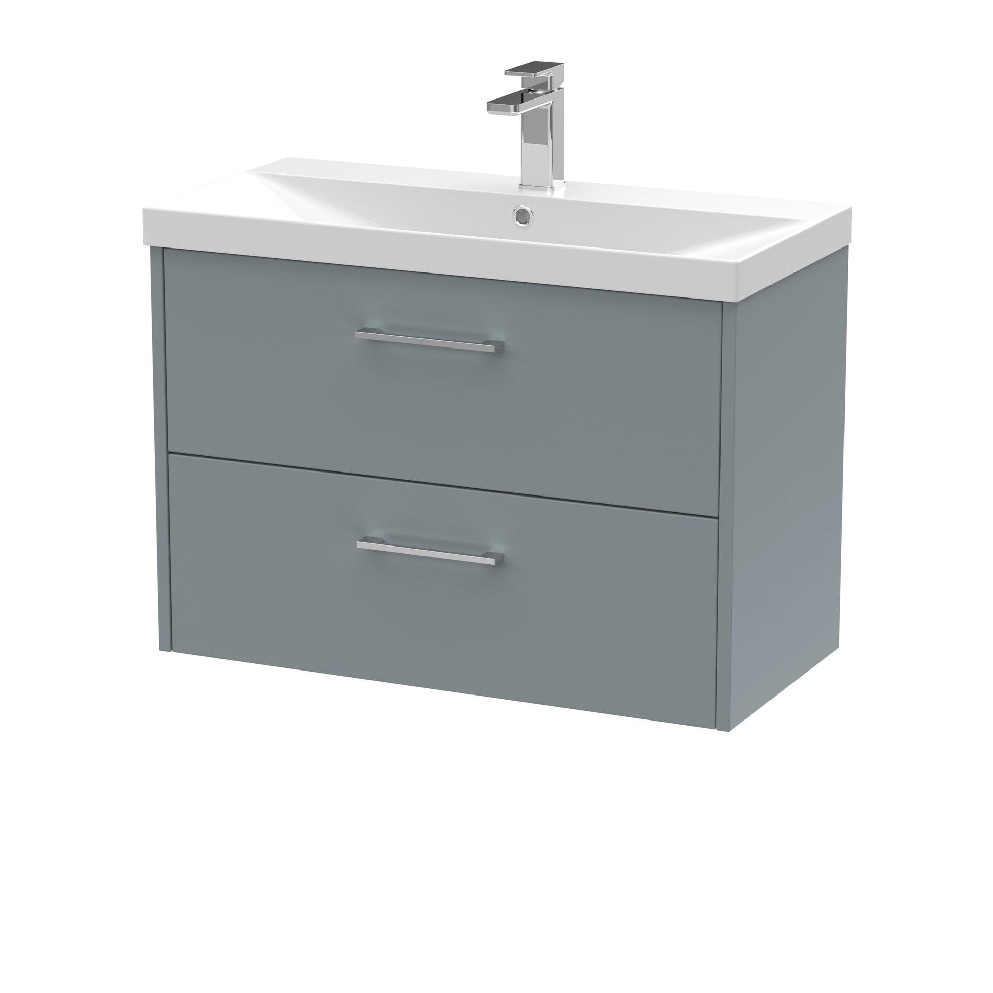 Hudson Reed Juno 800mm Coastal Grey Wall Hung 2-Drawer Vanity Unit & 1 Tap Hole Basin