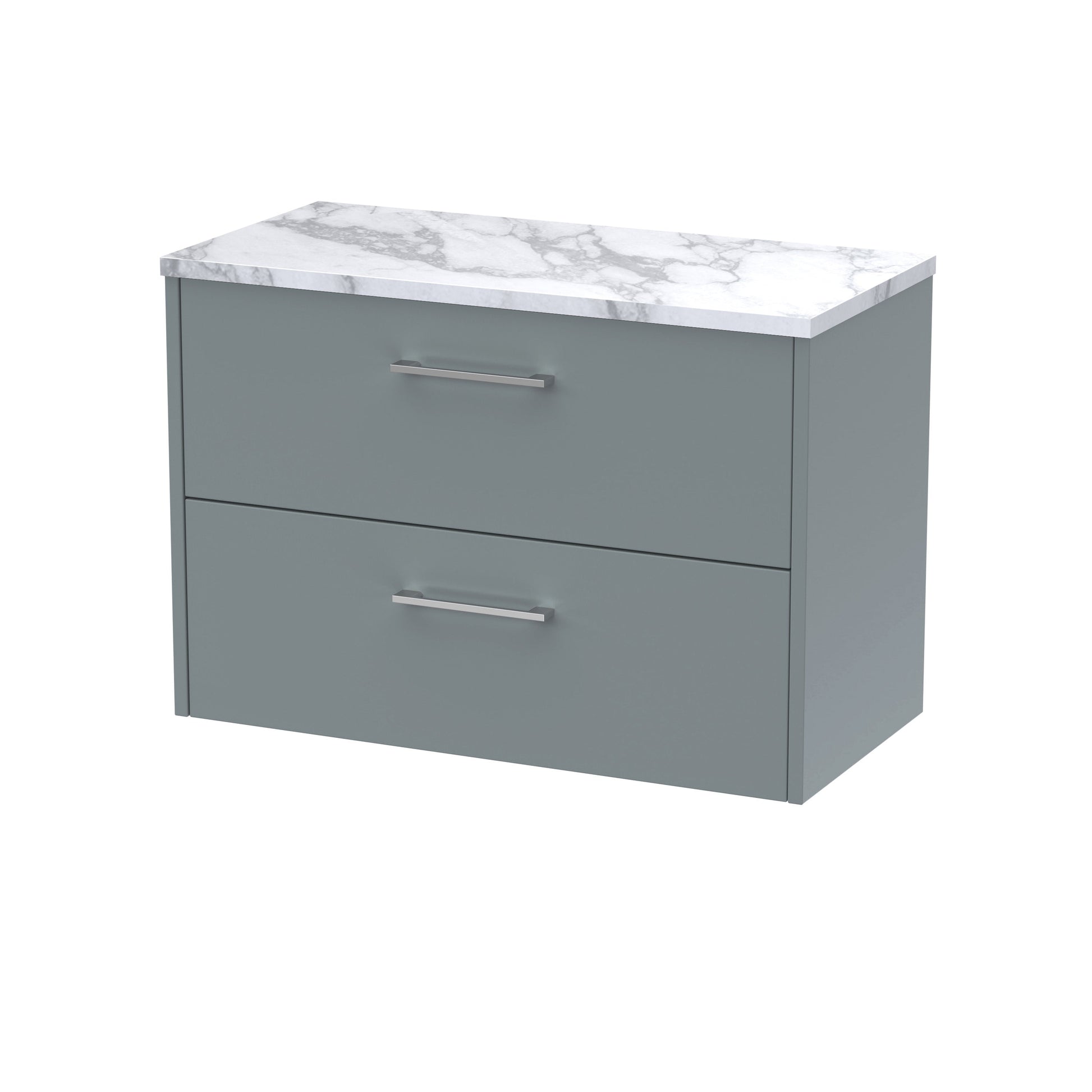 Hudson Reed Juno 800mm Coastal Grey Wall Hung 2-Drawer Vanity Unit With Laminate Worktop