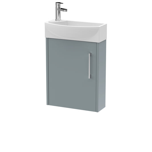Hudson Reed Juno Compact 440mm Wall Hung Single Door Basin Unit 1 Tap Hole Right Hand Soft Close