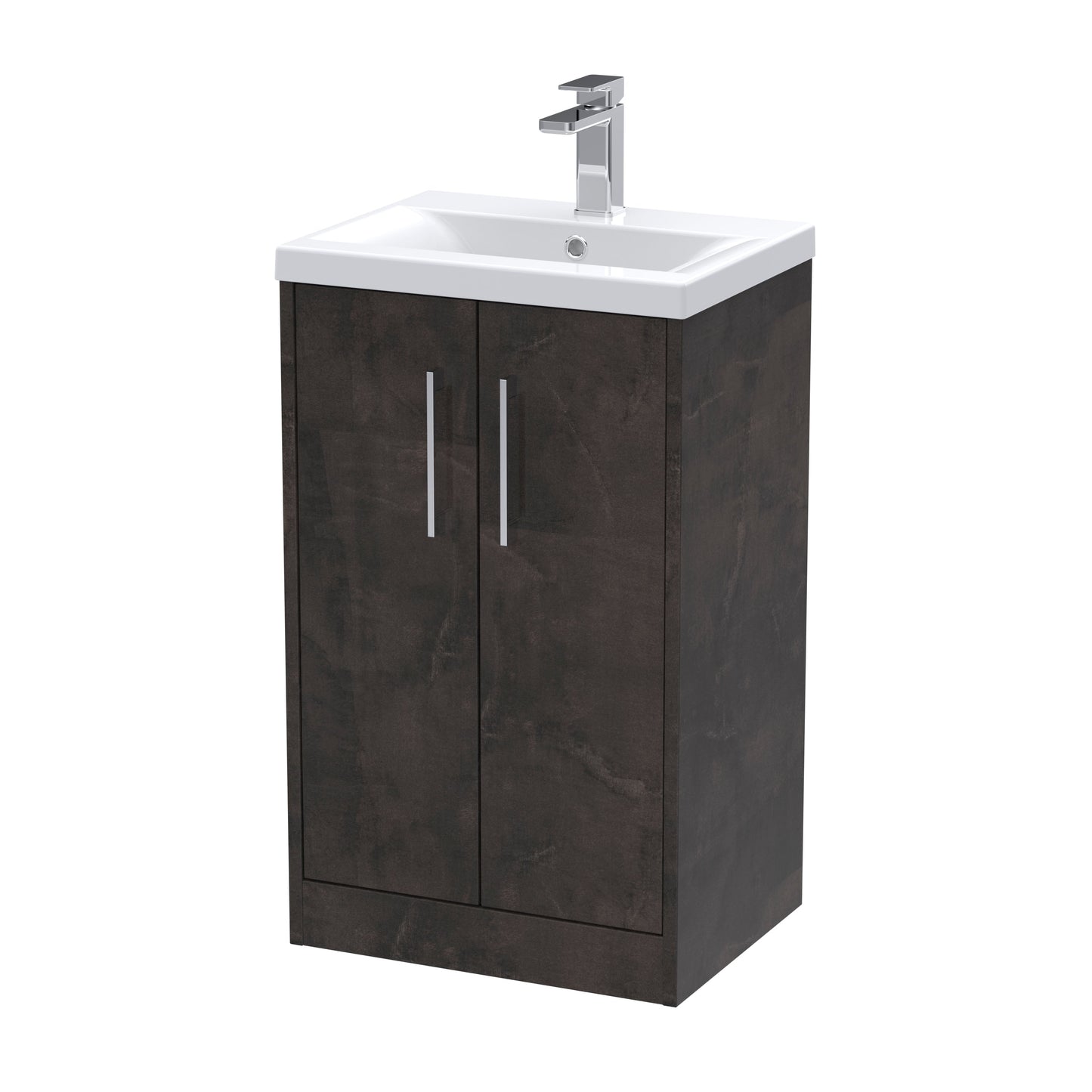 Hudson Reed Juno 510mm Metallic Slate Floor Standing 2 Door Vanity Basin Unit With Handles