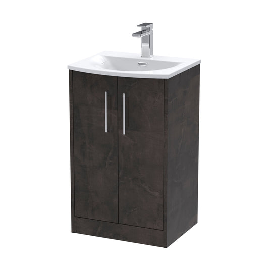 Hudson Reed Juno 510mm Metallic Slate Floor Standing 2 Door Vanity Basin Unit With Handles