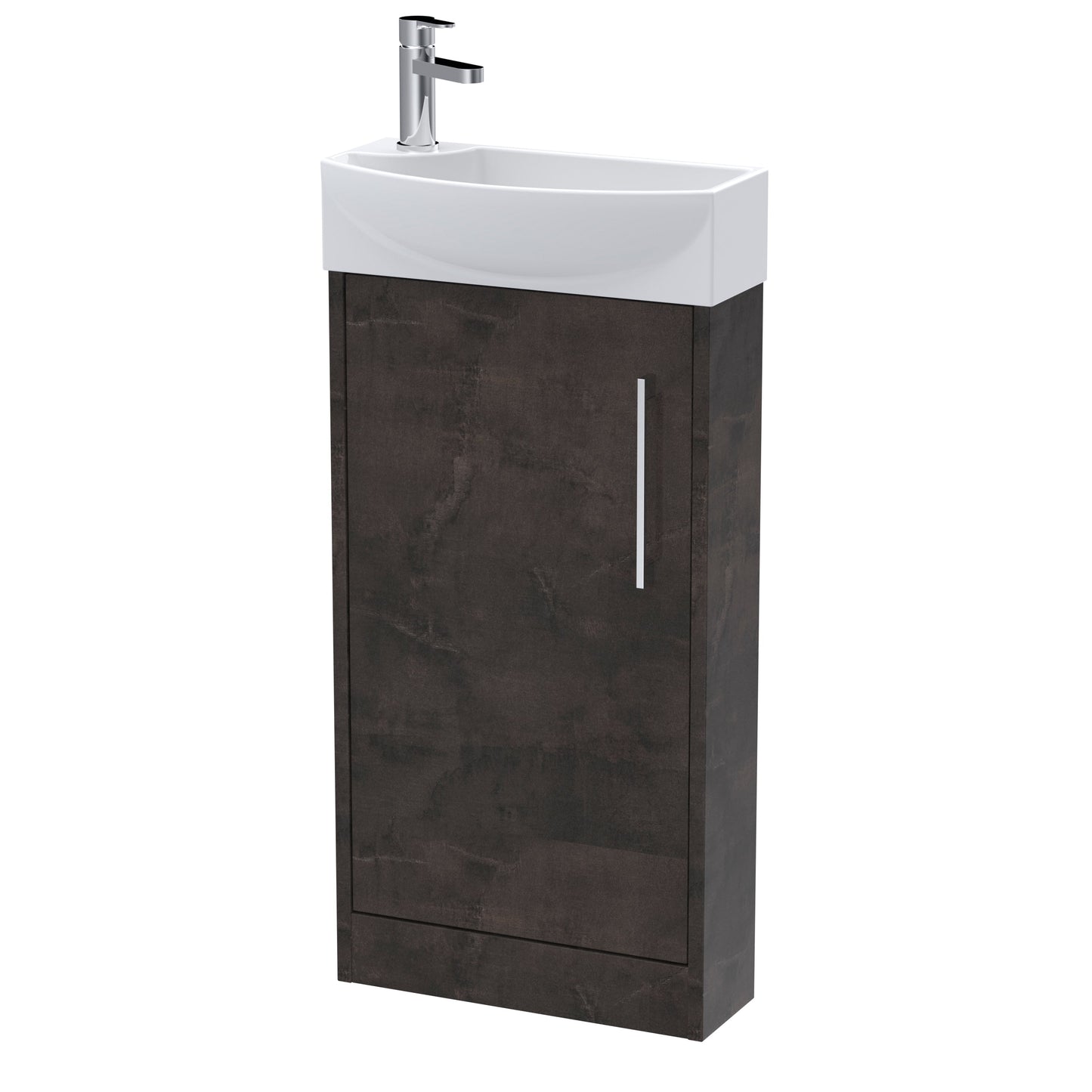 Hudson Reed Juno Compact 450mm Metallic Slate Floor Standing 1 Door Basin Unit With 1 Tap Hole Right Hand