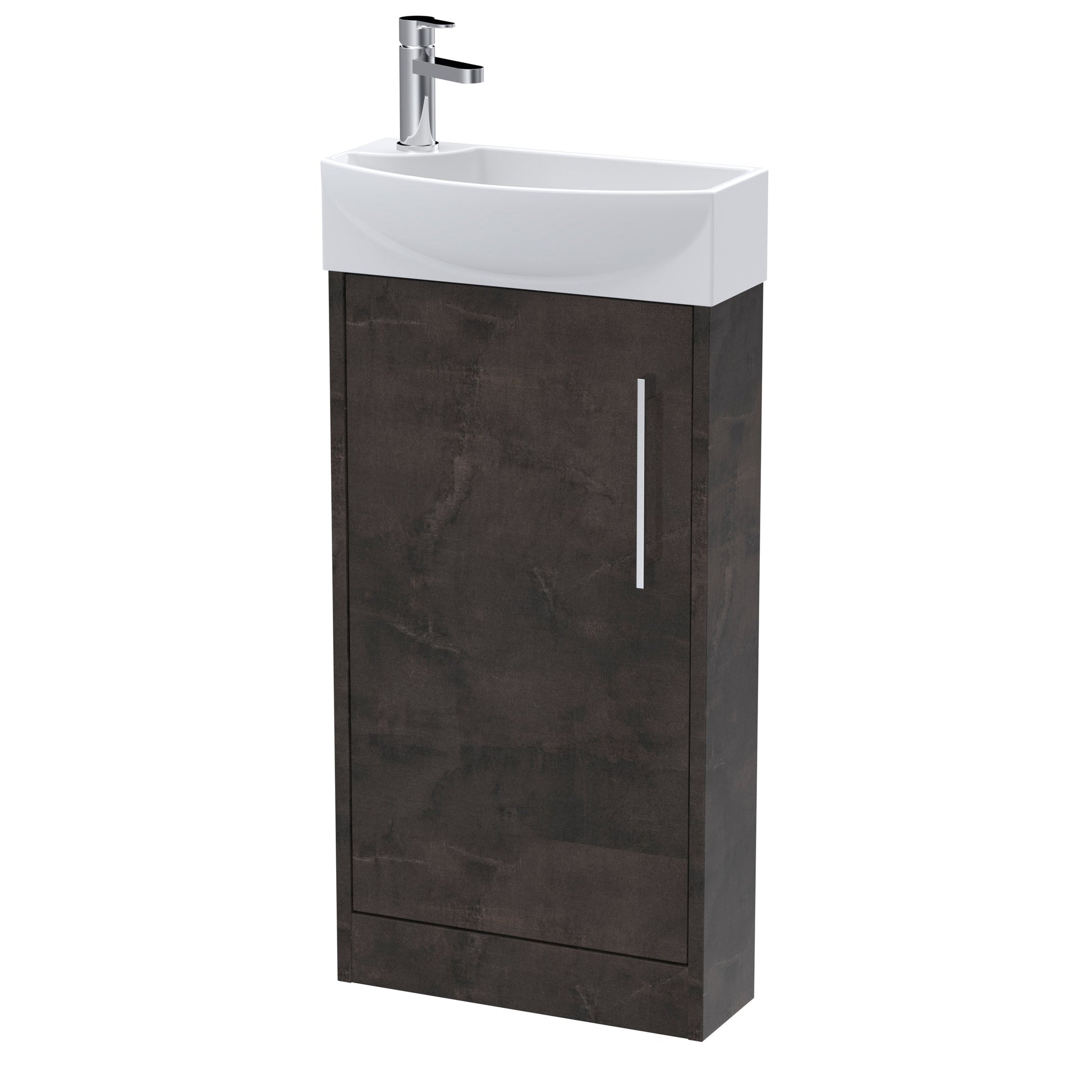 Hudson Reed Juno Compact 450mm Metallic Slate Floor Standing 1 Door Basin Unit With 1 Tap Hole Right Hand