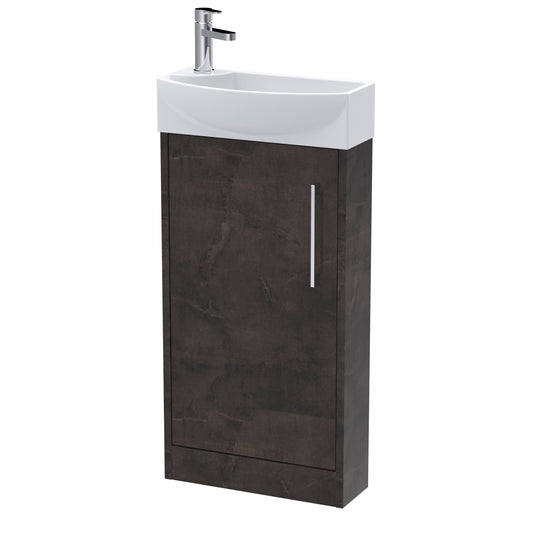 Hudson Reed Juno Compact 450mm Metallic Slate Floor Standing 1 Door Basin Unit With 1 Tap Hole Right Hand