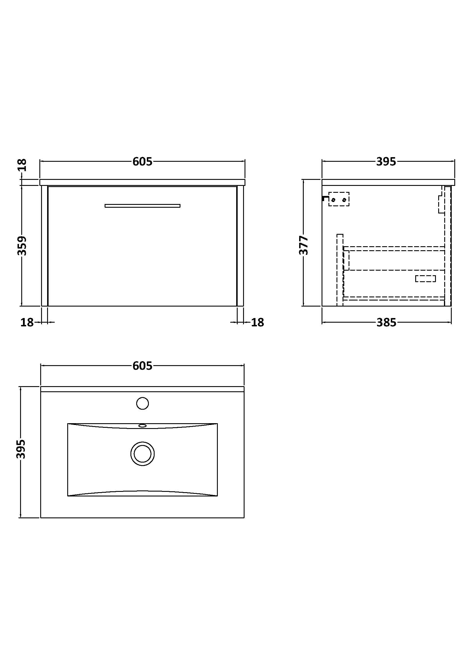 Hudson Reed Juno 600mm Wall Hung Metallic Slate 1 Drawer Vanity Unit with Basin