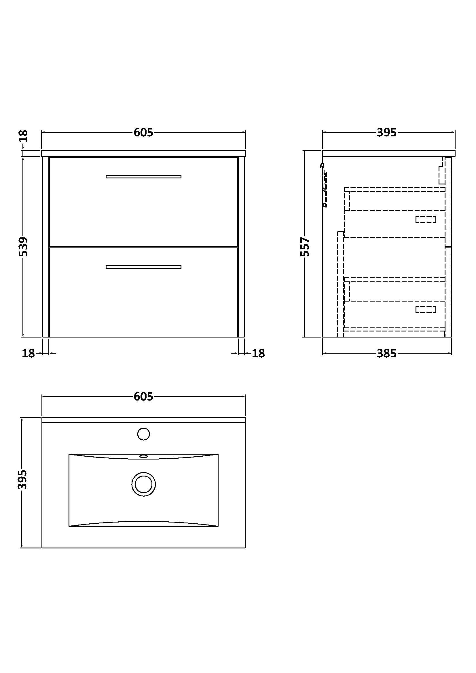Hudson Reed Juno 600mm Metallic Slate Wall Hung Vanity Unit with Basin