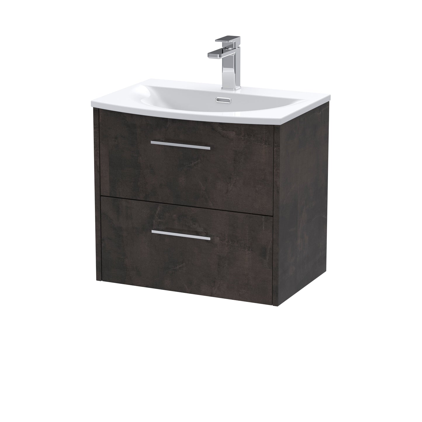 Hudson Reed Juno 600mm Wall Hung 2 Drawer Vanity Unit Including Curved Ceramic Basin