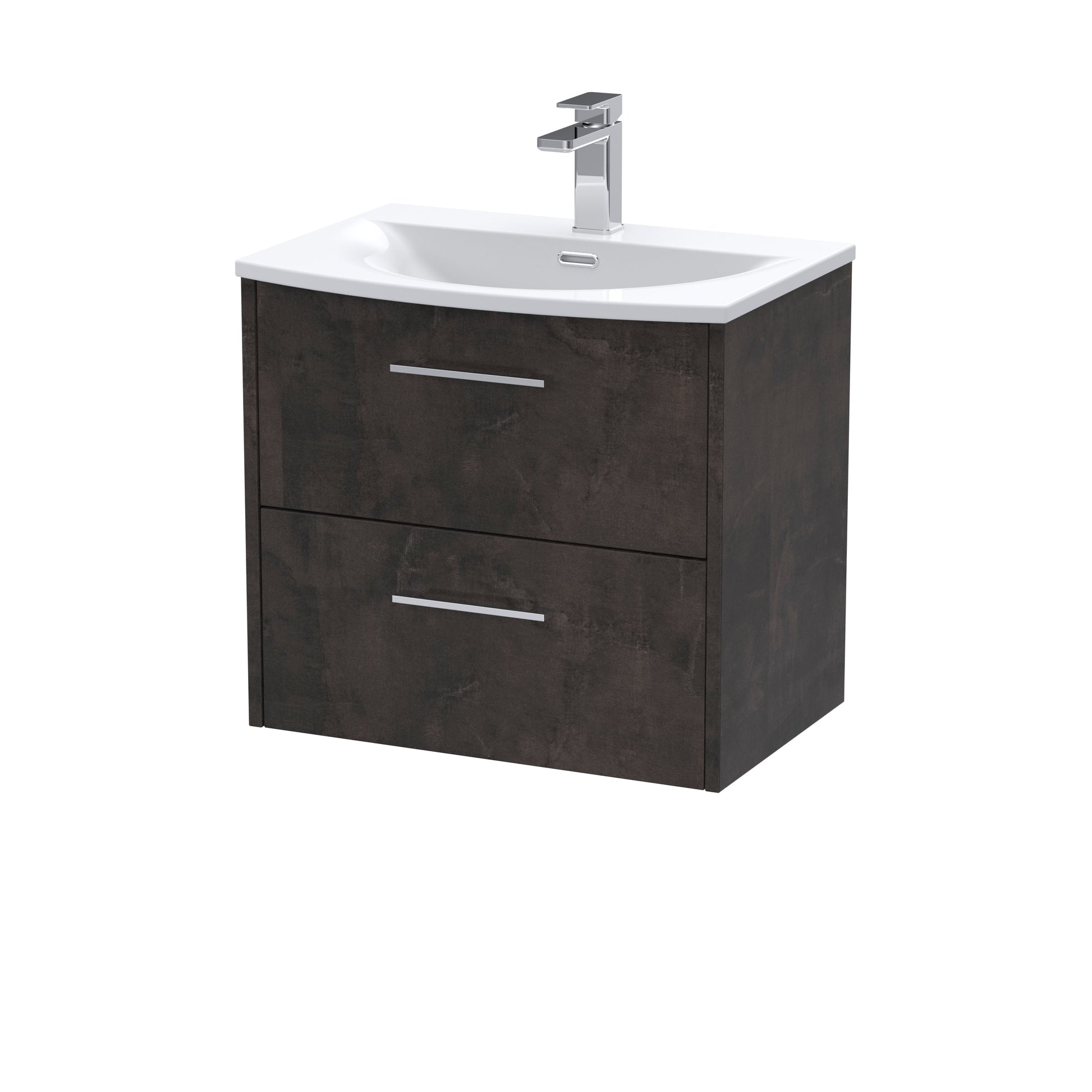 Hudson Reed Juno 600mm Wall Hung 2 Drawer Vanity Unit Including Curved Ceramic Basin