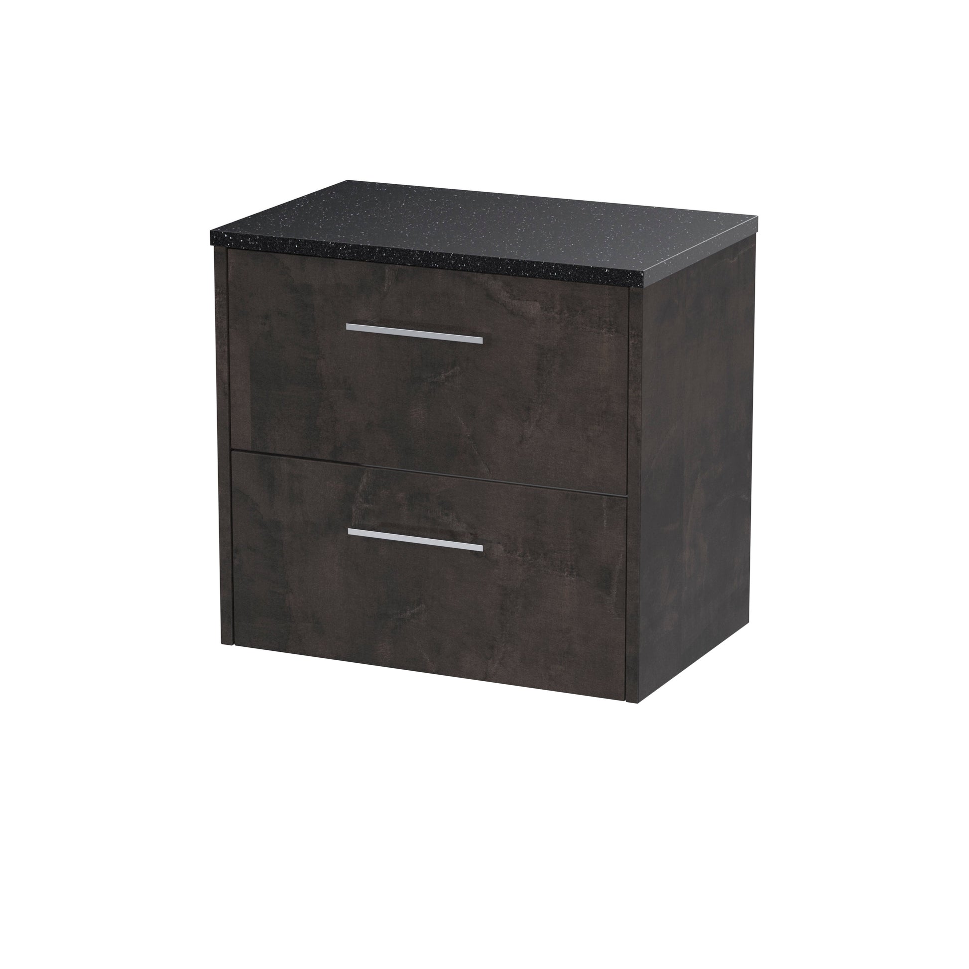 Hudson Reed Juno 600mm Metallic Slate Wall Hung 2 Drawer Vanity Unit With Laminate Worktop