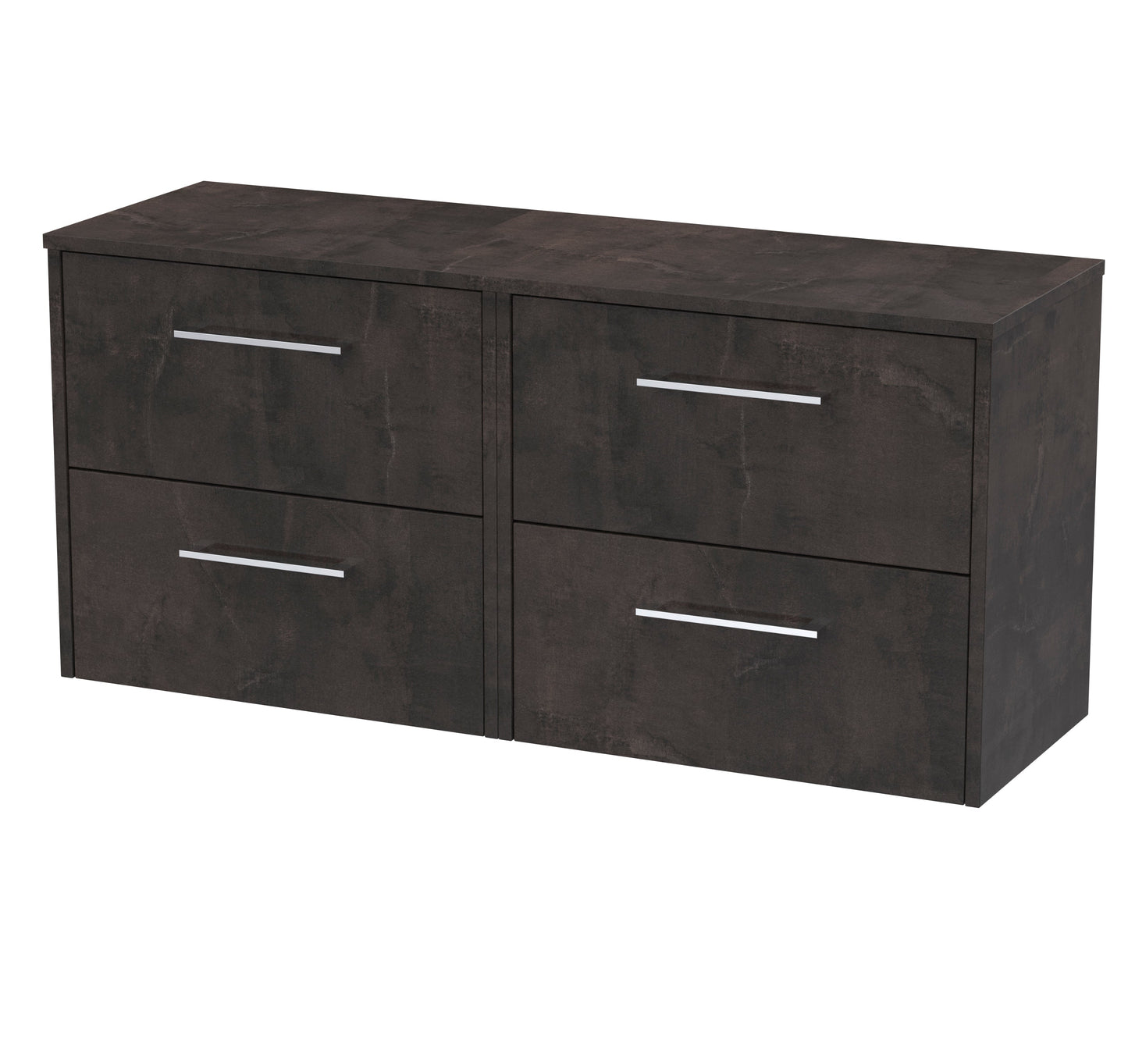 Hudson Reed Juno 1200mm Metallic Slate 4 Drawer Wall Hung Vanity Unit With Worktop