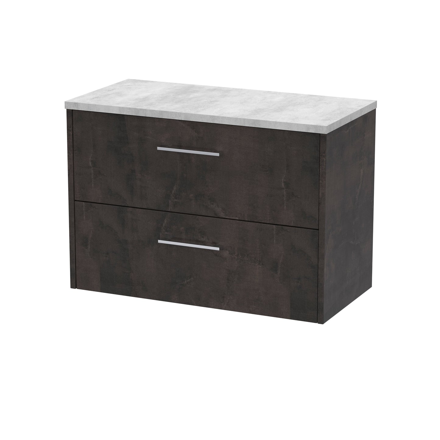 Hudson Reed Juno 800mm Metallic Slate Wall Hung 2 Drawer Vanity Unit With Laminate Worktop