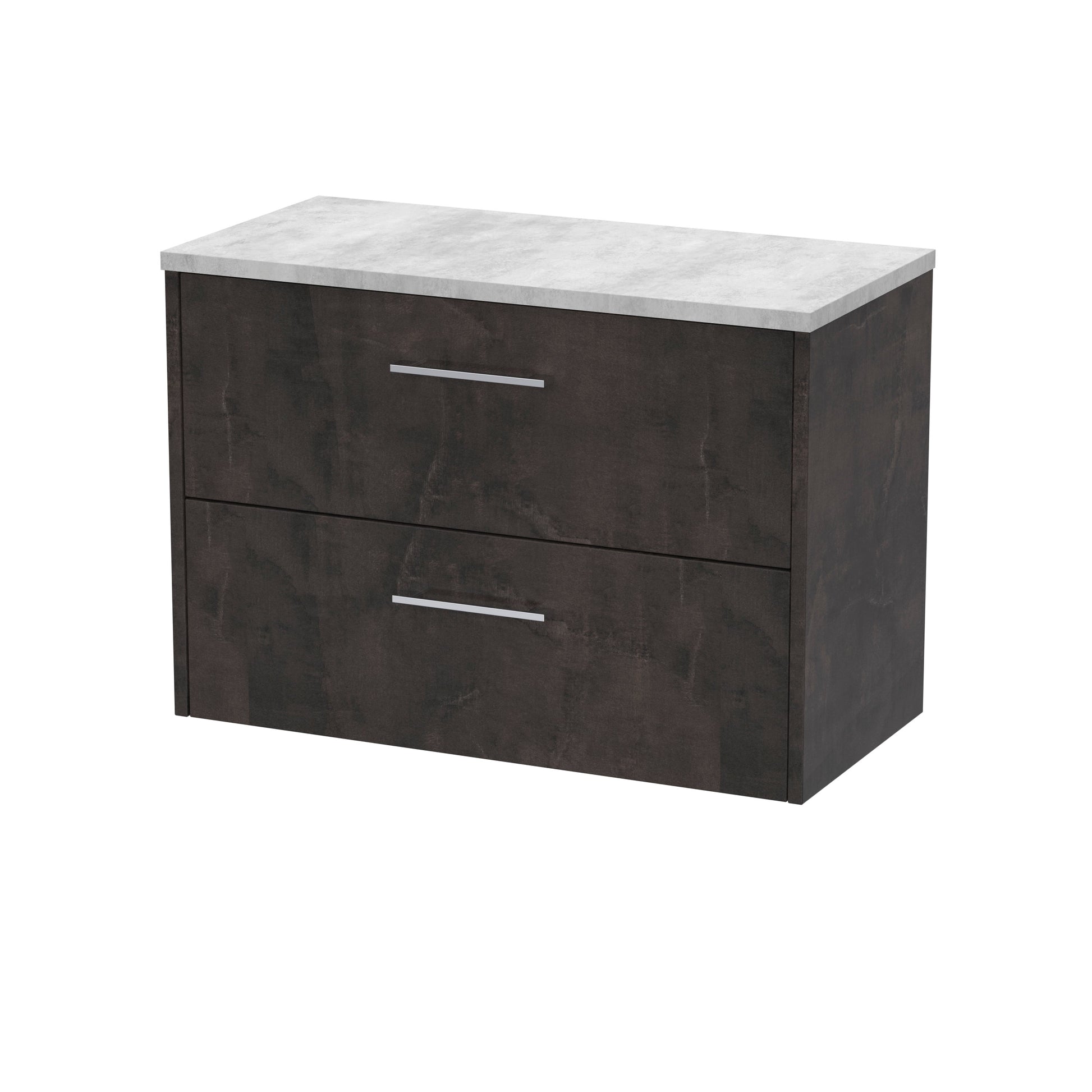 Hudson Reed Juno 800mm Metallic Slate Wall Hung 2 Drawer Vanity Unit With Laminate Worktop