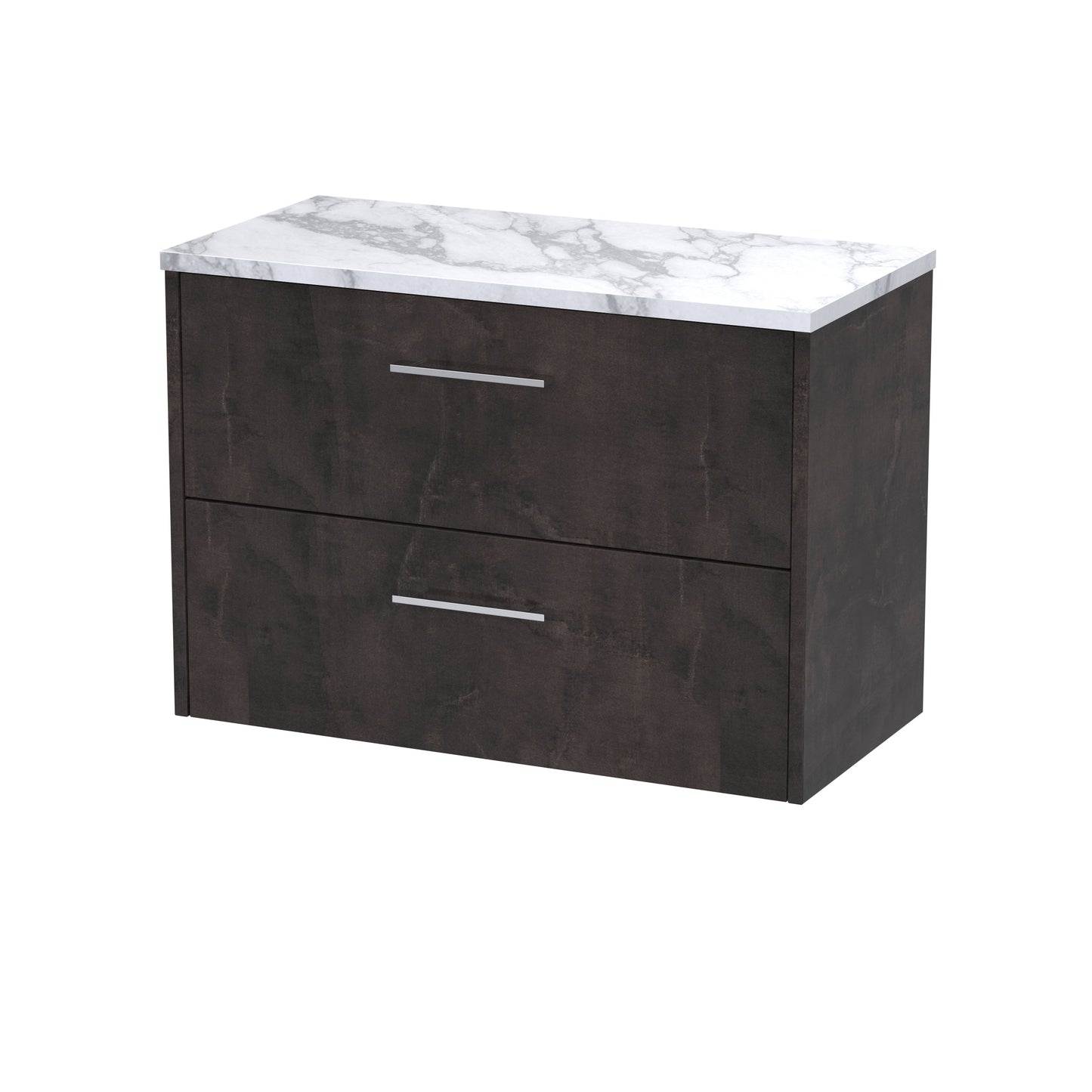 Hudson Reed Juno 800mm Metallic Slate Wall Hung 2 Soft Close Drawer Vanity With Laminate Worktop