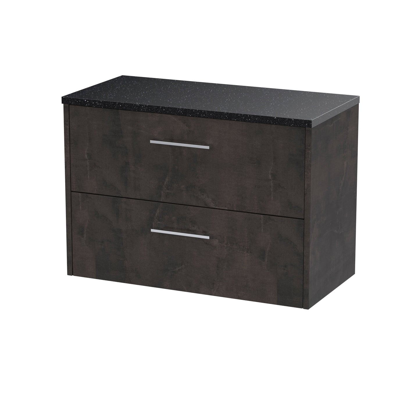 Hudson Reed Juno 800mm Metallic Slate Wall Hung 2 Drawer Vanity Unit With Laminate Worktop