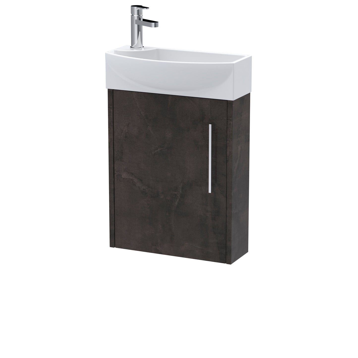 Hudson Reed Juno Compact 450mm Right Hand Wall Hung 1 Door Vanity Unit with 1 Tap Hole Ceramic Basin
