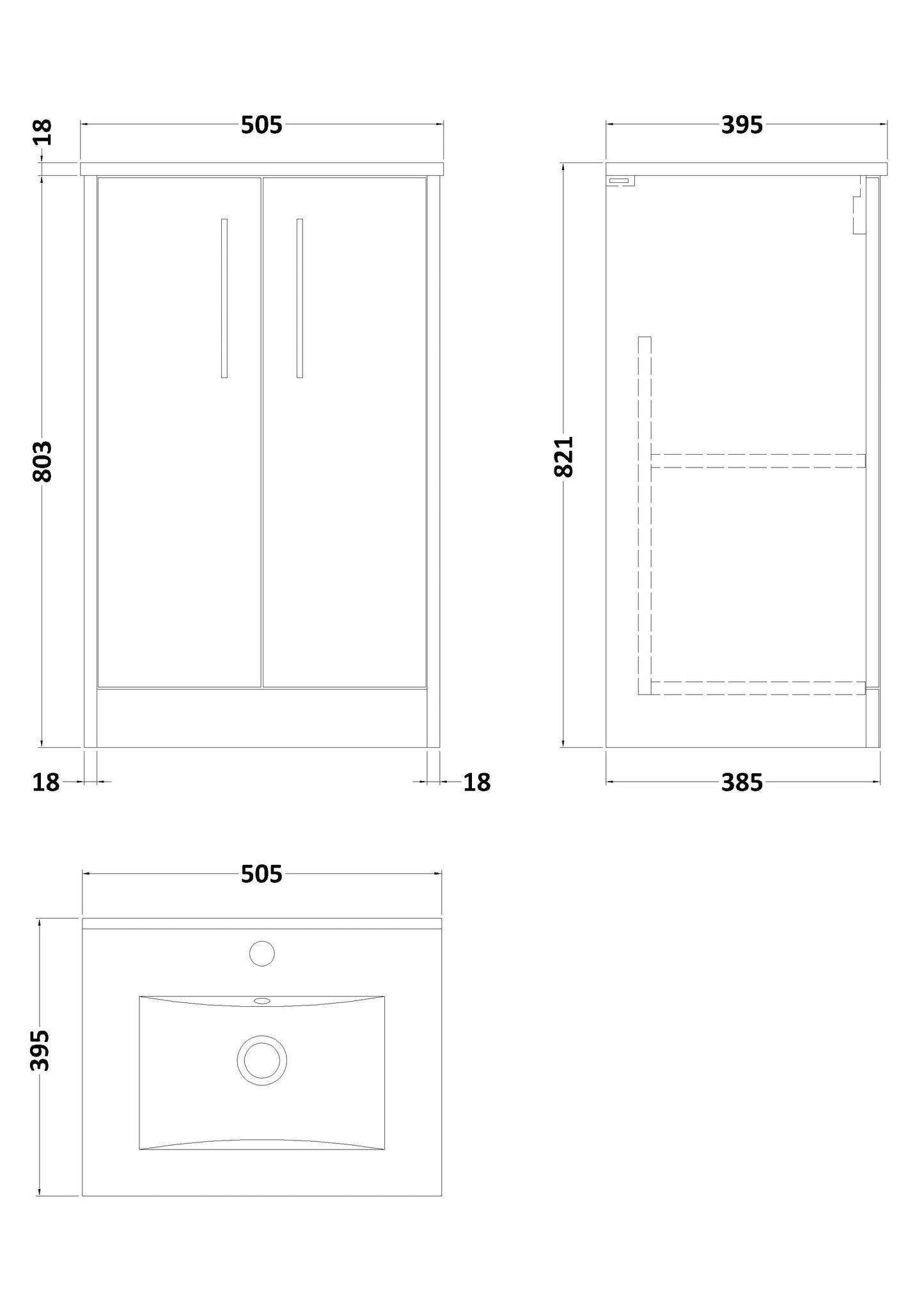 Hudson Reed Juno 500mm Midnight Blue Floor Standing 2-Door Vanity Unit & Basin With Soft Close Doors
