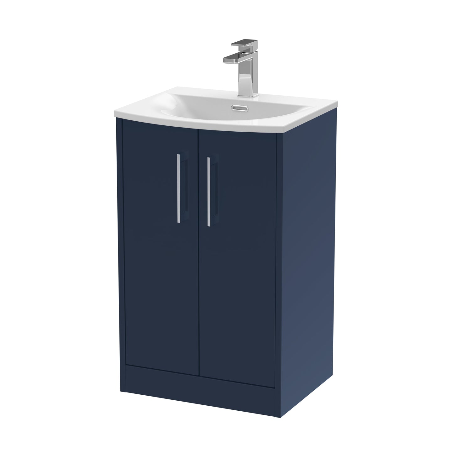 Hudson Reed Juno 500mm Midnight Blue Floor Standing 2-Door Vanity Unit & Basin with Soft Close Doors