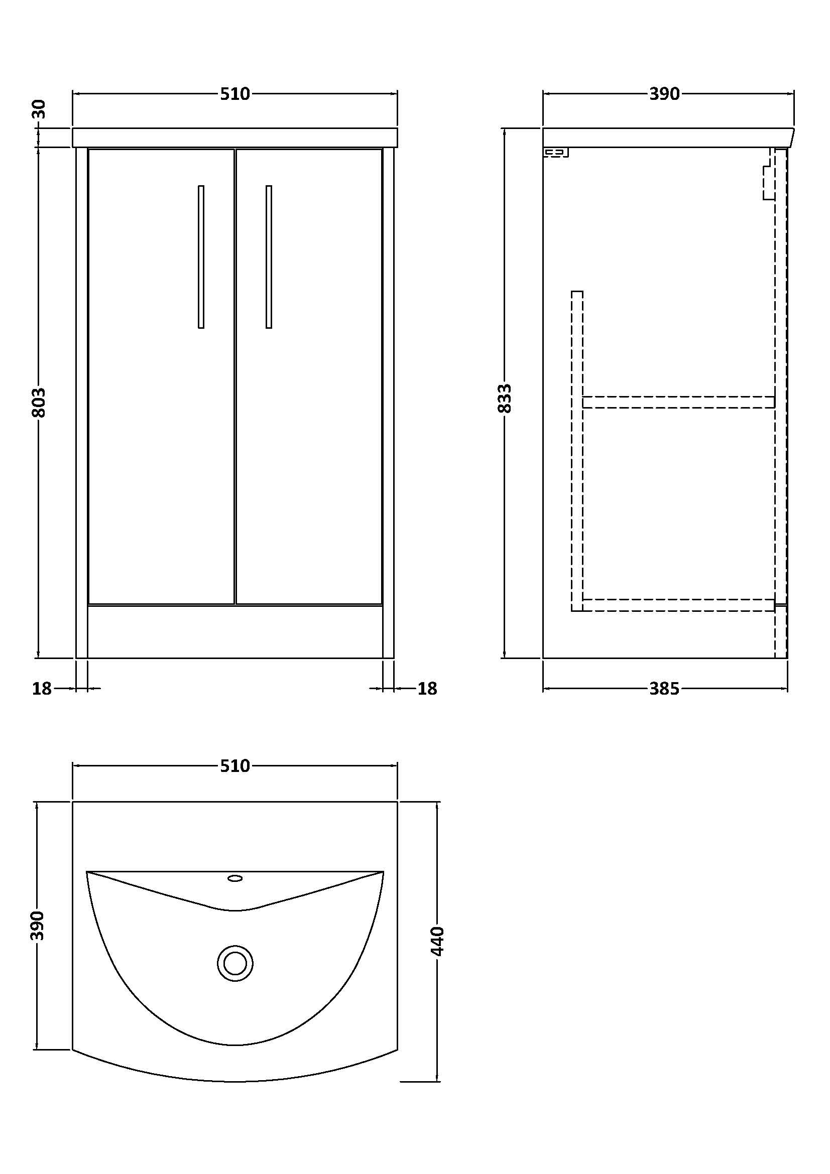 Hudson Reed Juno 500mm Midnight Blue Floor Standing 2-Door Vanity Unit & Basin with Soft Close Doors