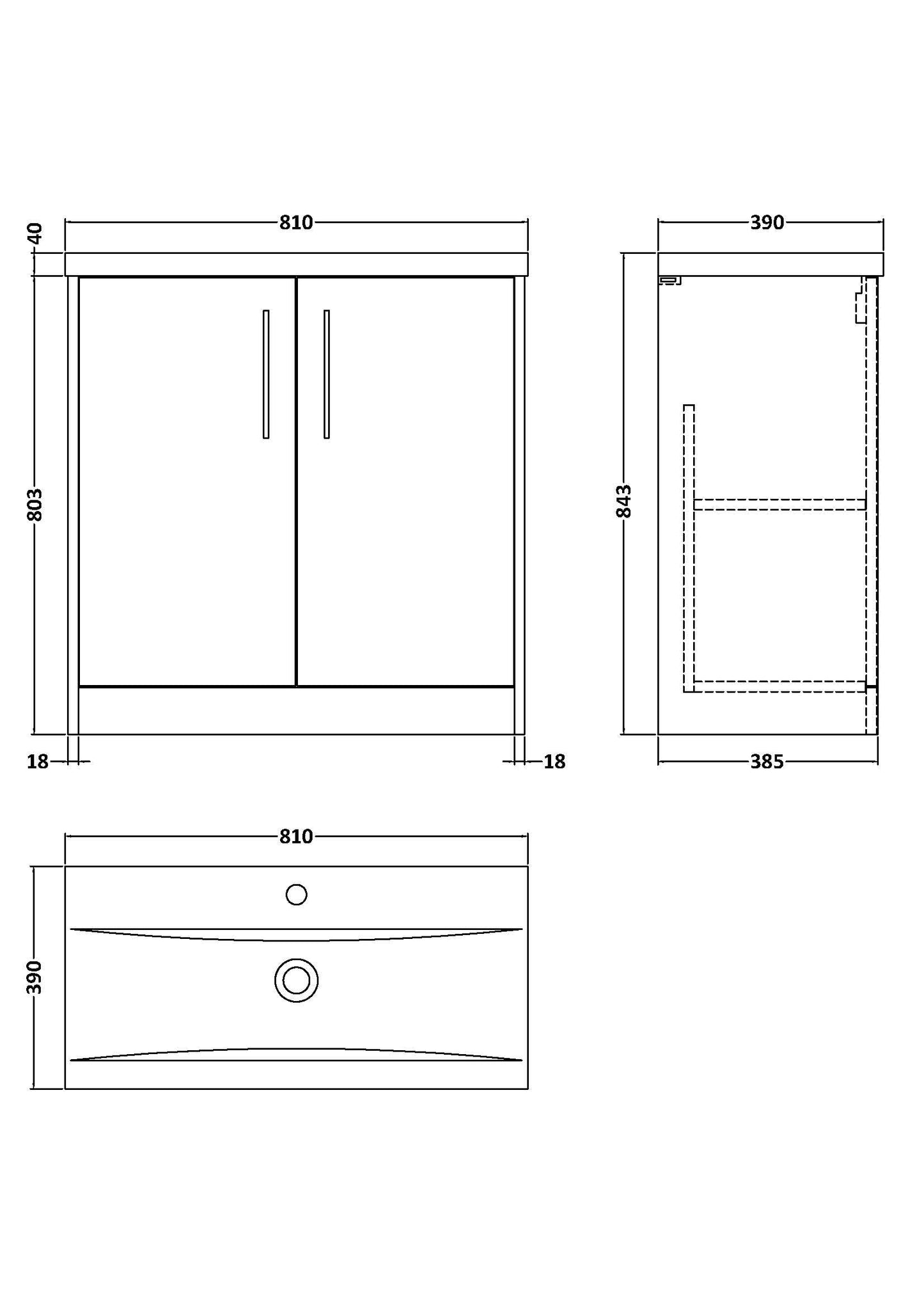 Hudson Reed Juno 800mm Floor Standing 2-Door Vanity & Basin