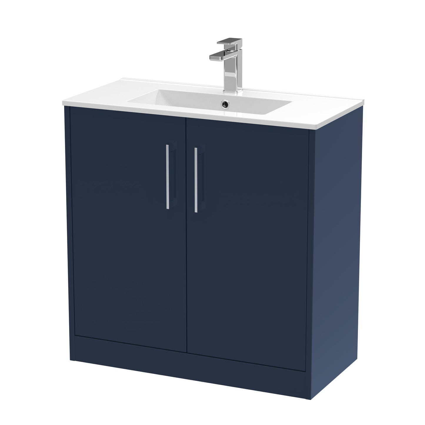 Hudson Reed Juno 800mm Midnight Blue Floor Standing 2-Door Vanity & Basin With Soft Close Doors