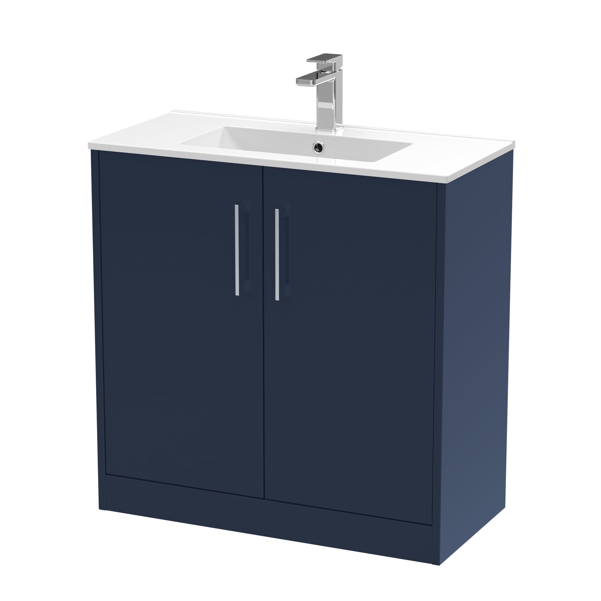 Hudson Reed Juno 800mm Midnight Blue Floor Standing 2-Door Vanity & Basin With Soft Close Doors