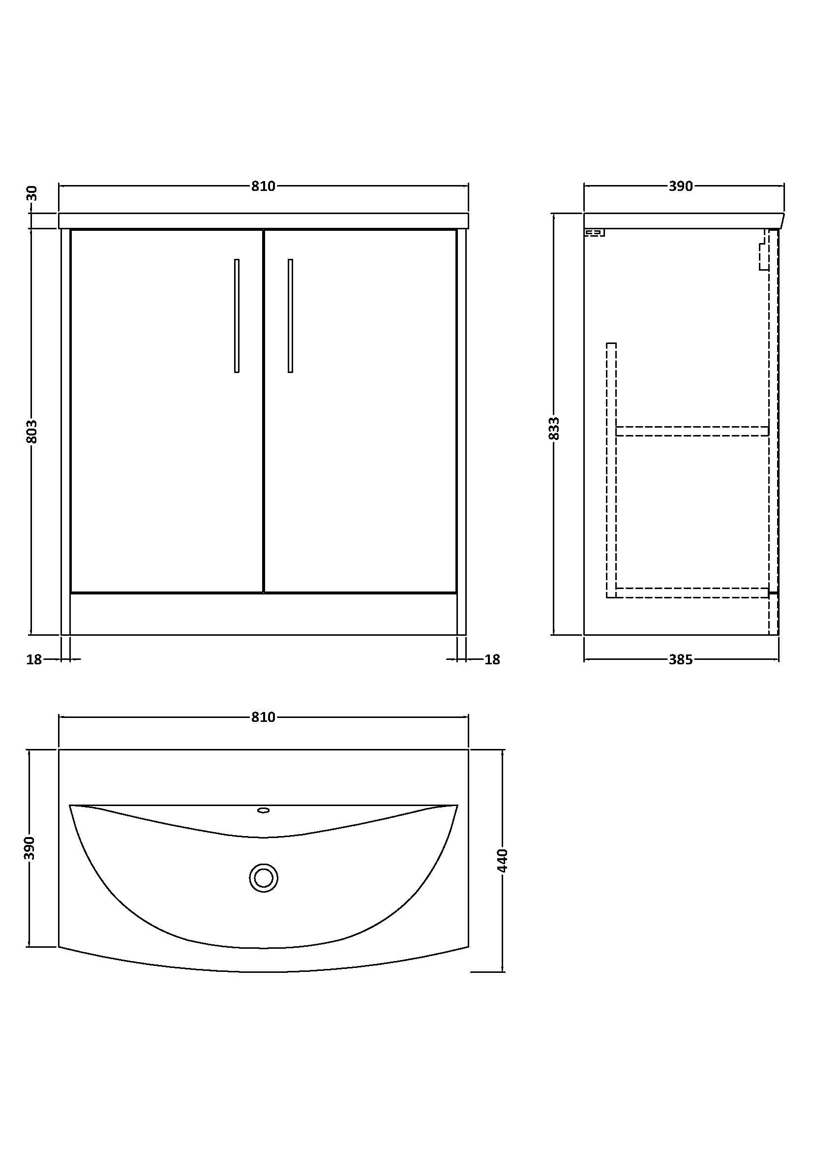 Hudson Reed Juno 800mm Floor Standing 2-Door Vanity & Basin