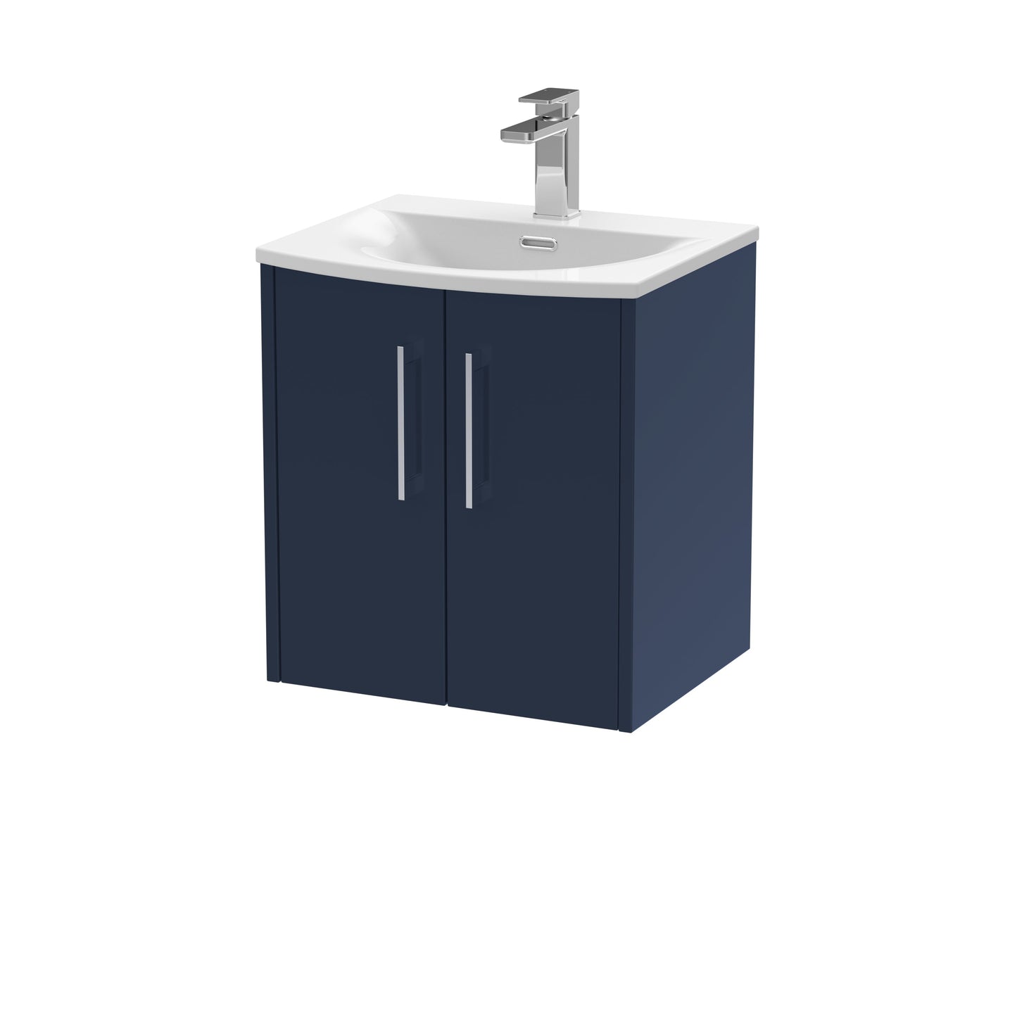 Hudson Reed Juno 500mm Wall Hung Midnight Blue 2-Door Vanity & Basin With Soft-Close Drawers