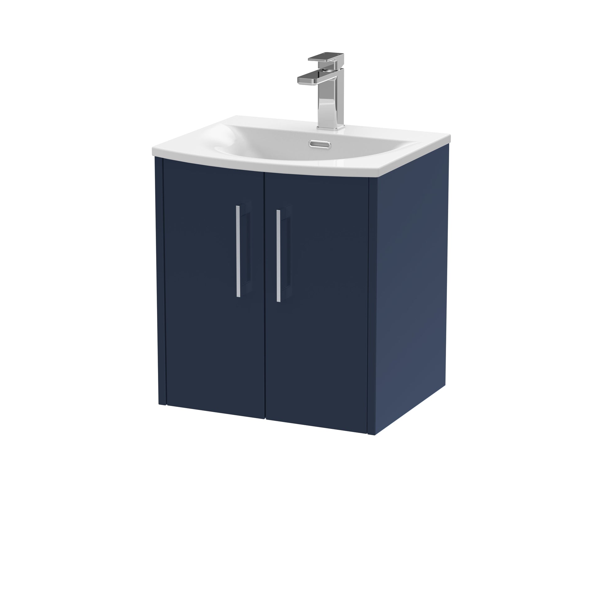 Hudson Reed Juno 500mm Wall Hung Midnight Blue 2-Door Vanity & Basin With Soft-Close Drawers