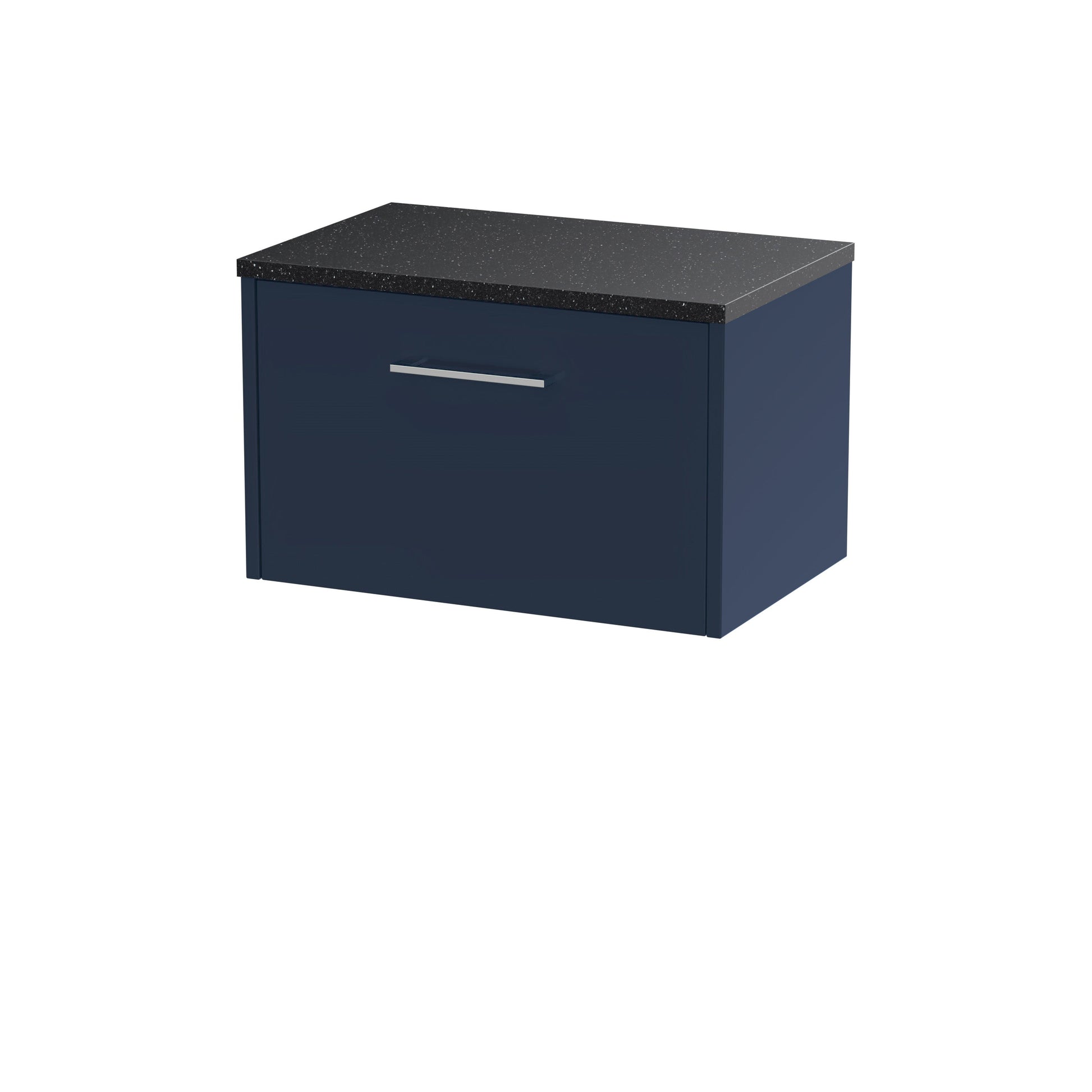Hudson Reed Juno 600mm Midnight Blue Wall Hung Single Drawer Vanity Unit With Laminate Worktop