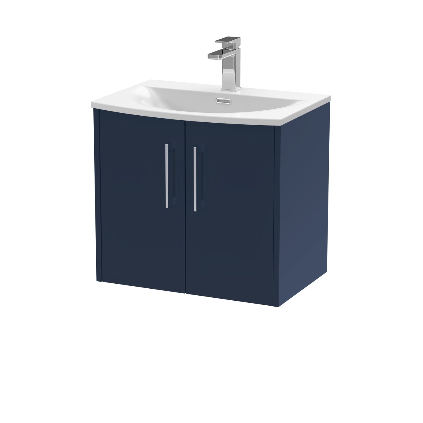Hudson Reed Juno 600mm Midnight Blue Wall Hung 2-Door Vanity Unit & Basin With 1 Tap Hole