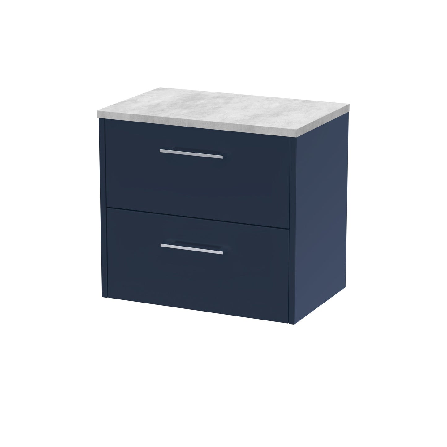 Hudson Reed Juno 600mm Midnight Blue Wall Hung 2-Drawer Vanity Unit With Laminate Worktop
