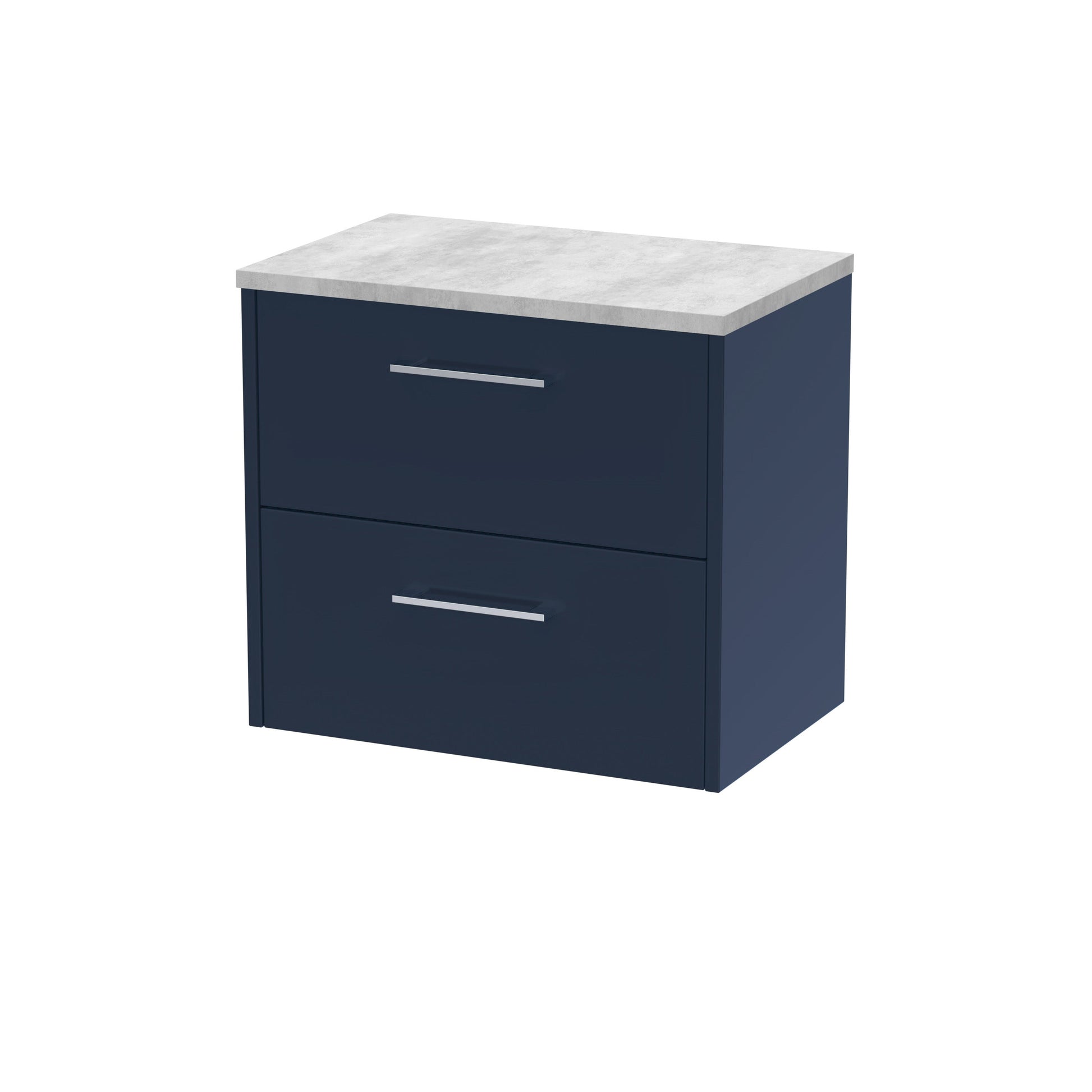 Hudson Reed Juno 600mm Midnight Blue Wall Hung 2-Drawer Vanity Unit With Laminate Worktop