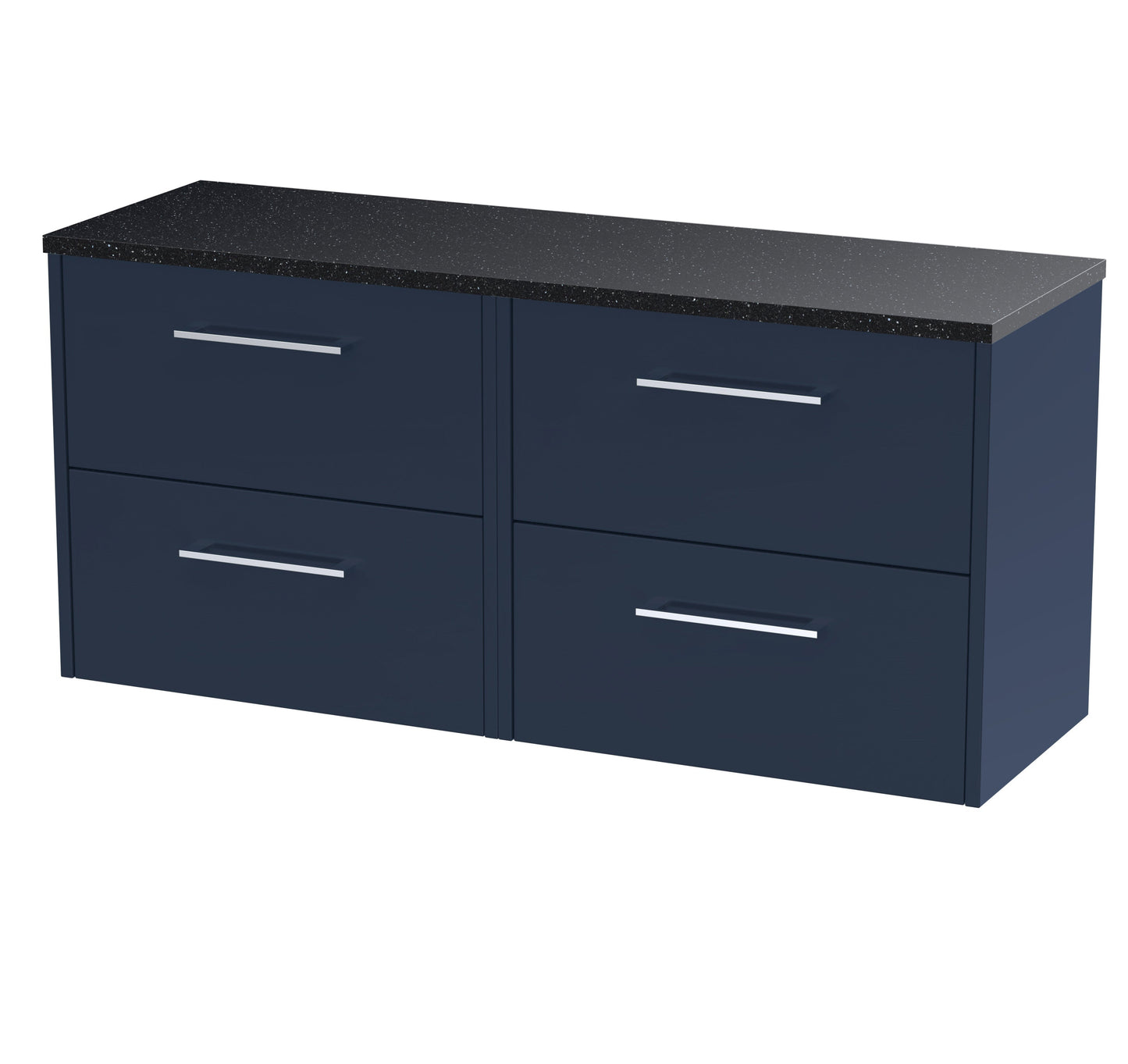 Hudson Reed Juno 1200mm Midnight Blue Wall Hung 4-Drawer Vanity Unit With Laminate Worktop