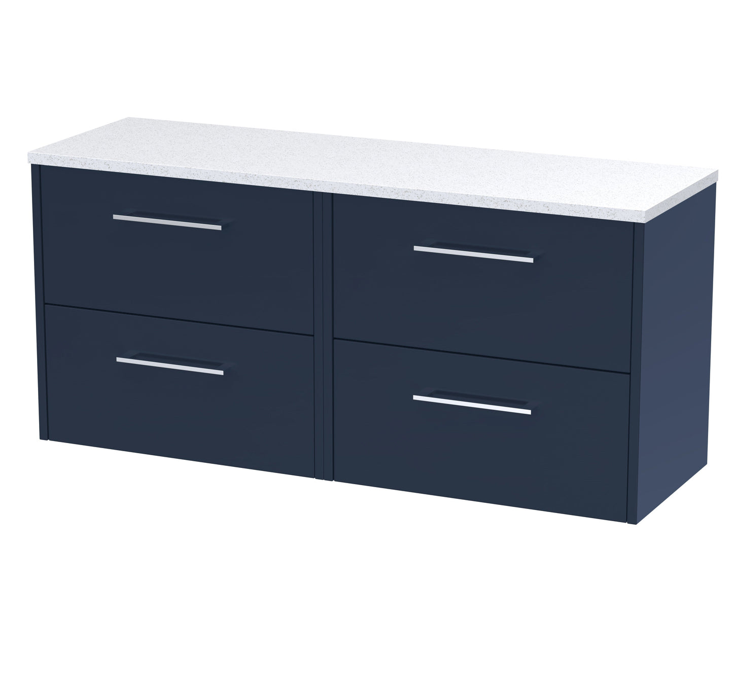 Hudson Reed Juno 1200mm Midnight Blue Wall Hung 4-Drawer Vanity Unit With Laminate Worktop