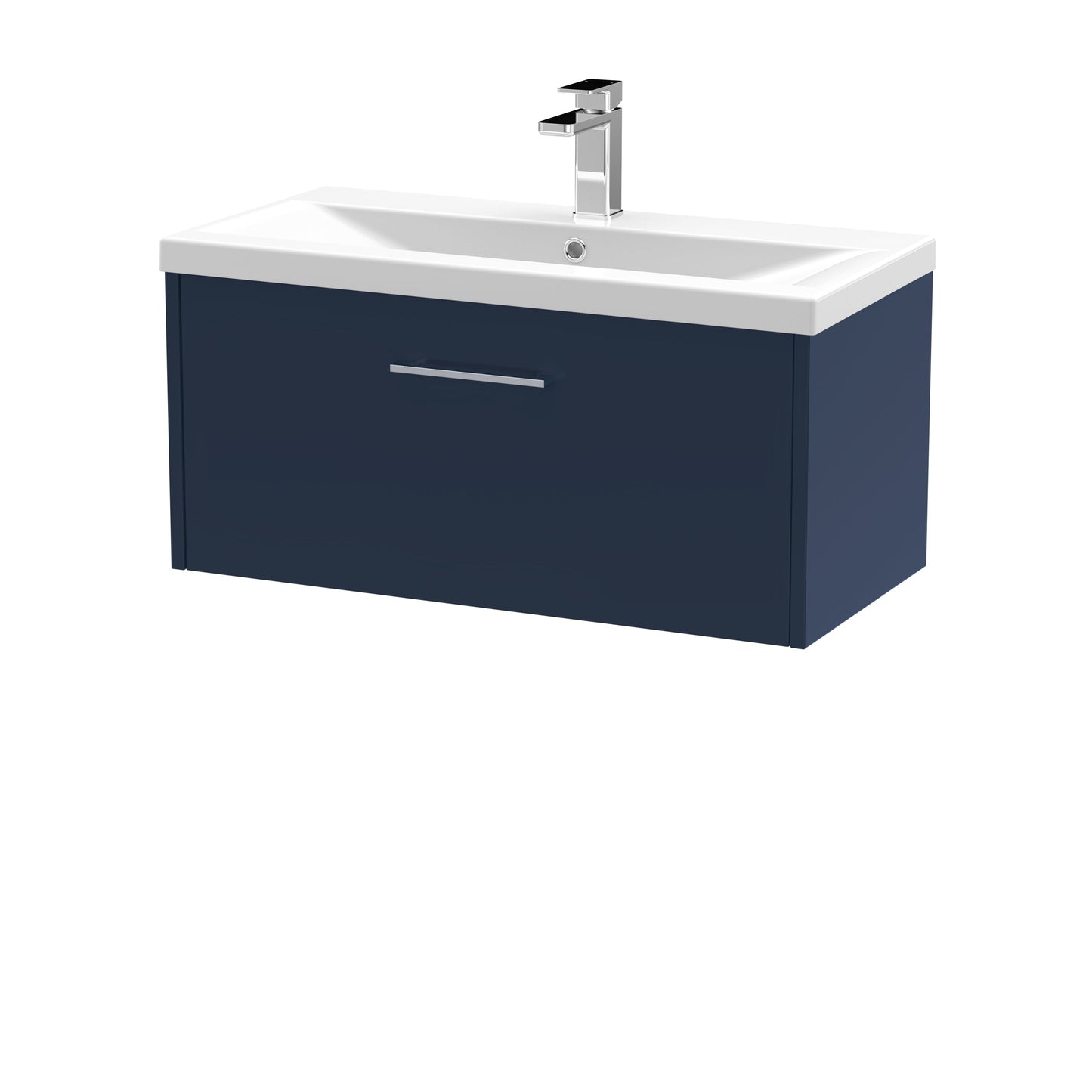 Hudson Reed Juno 800mm Midnight Blue Wall Hung Single Drawer Vanity Unit With Basin