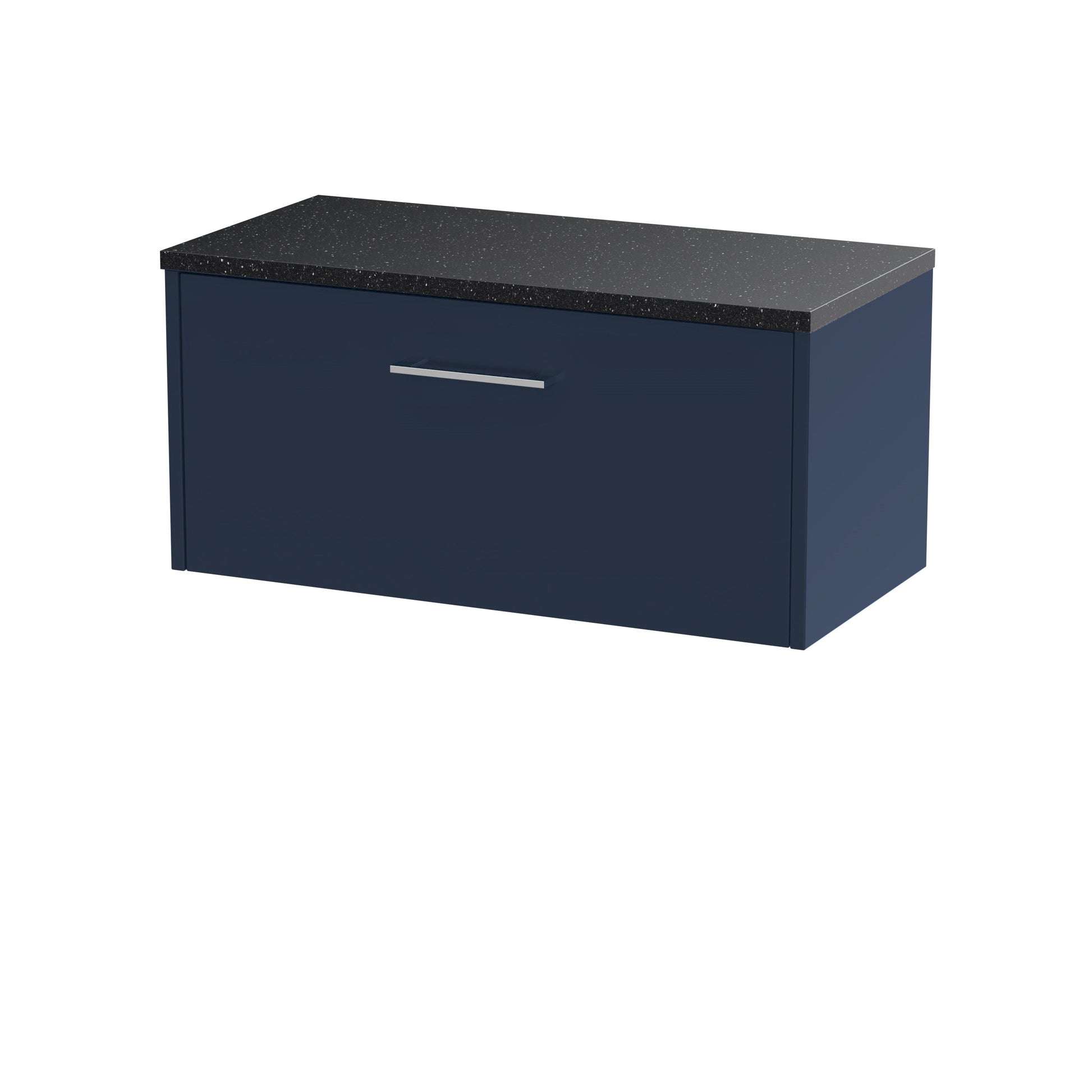Hudson Reed Juno 800mm Midnight Blue Wall Hung Single Drawer Vanity Unit With Laminate Worktop