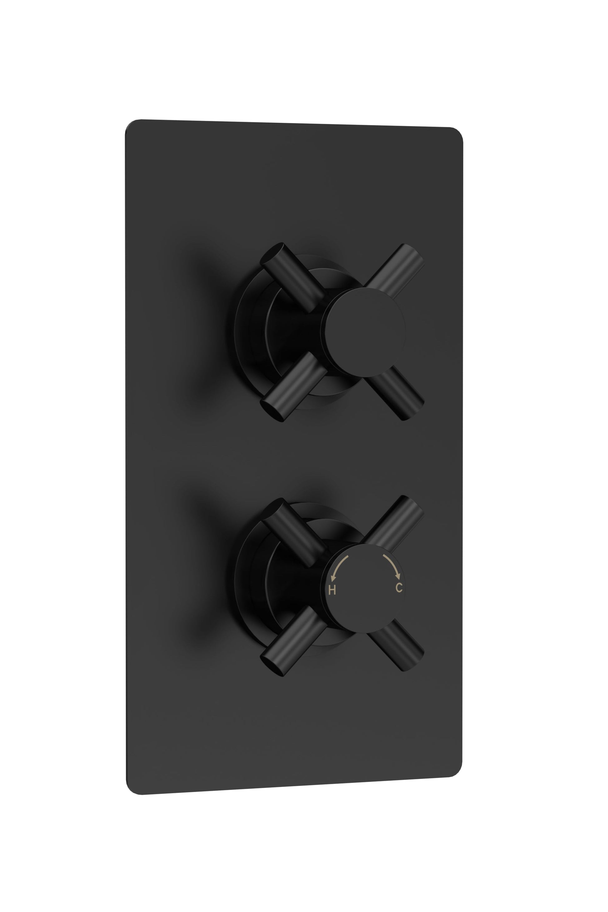 Tec Crosshead Twin Thermostatic Shower Valve Matt Black