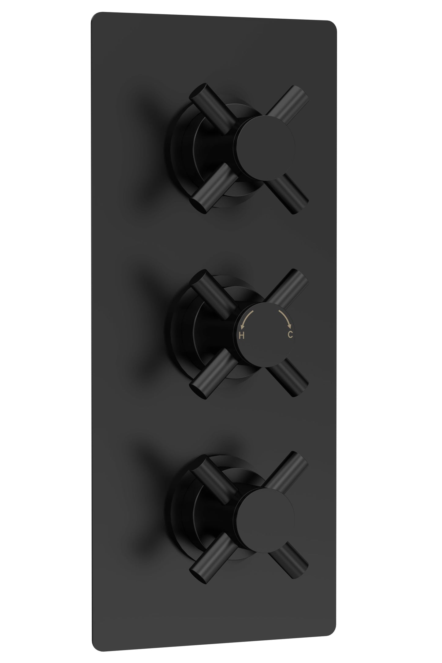 Tec Crosshead Triple Thermostatic Shower Valve Matt Black