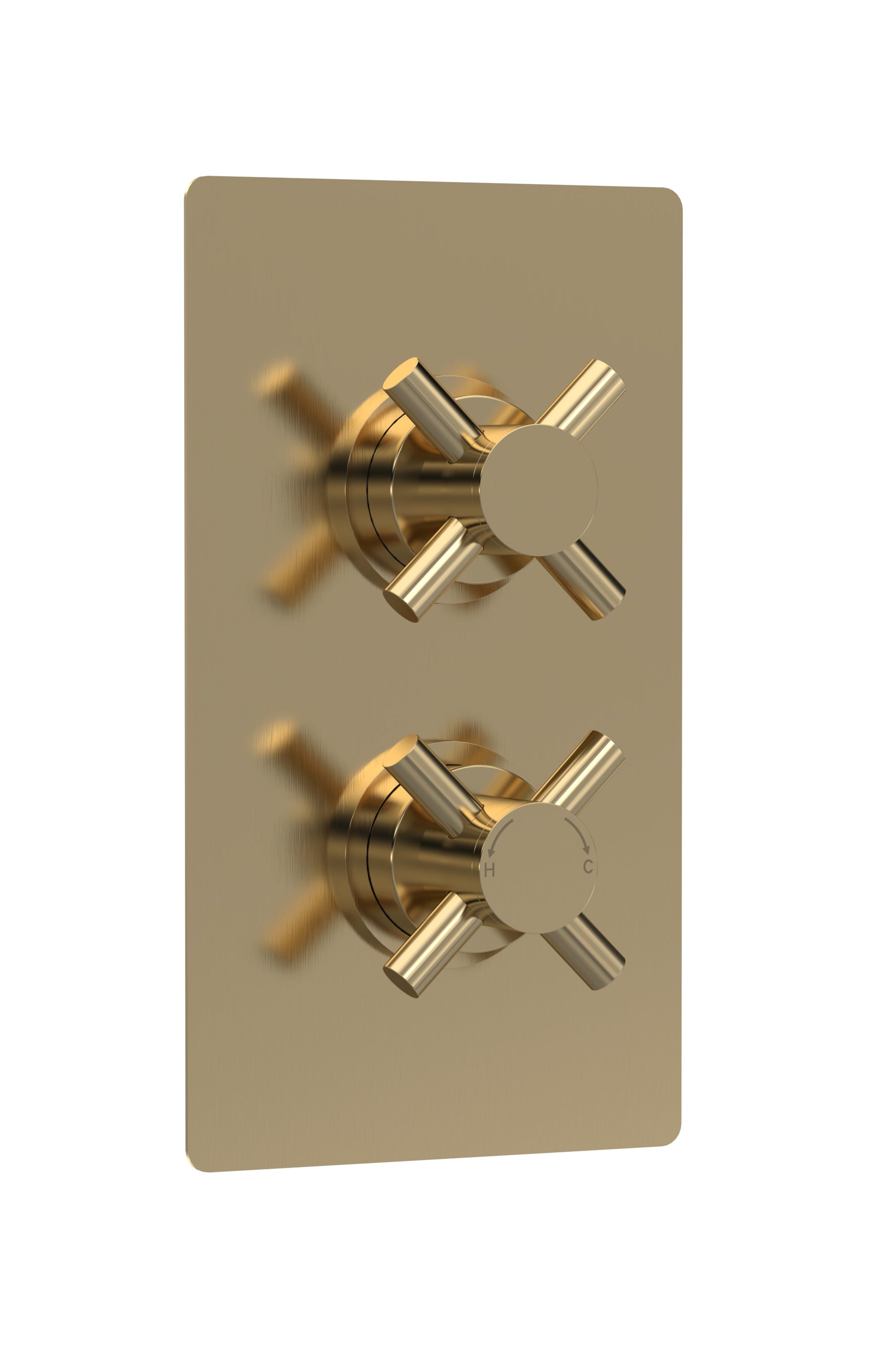 Tec Crosshead Twin Thermostatic Shower Valve Brushed Brass