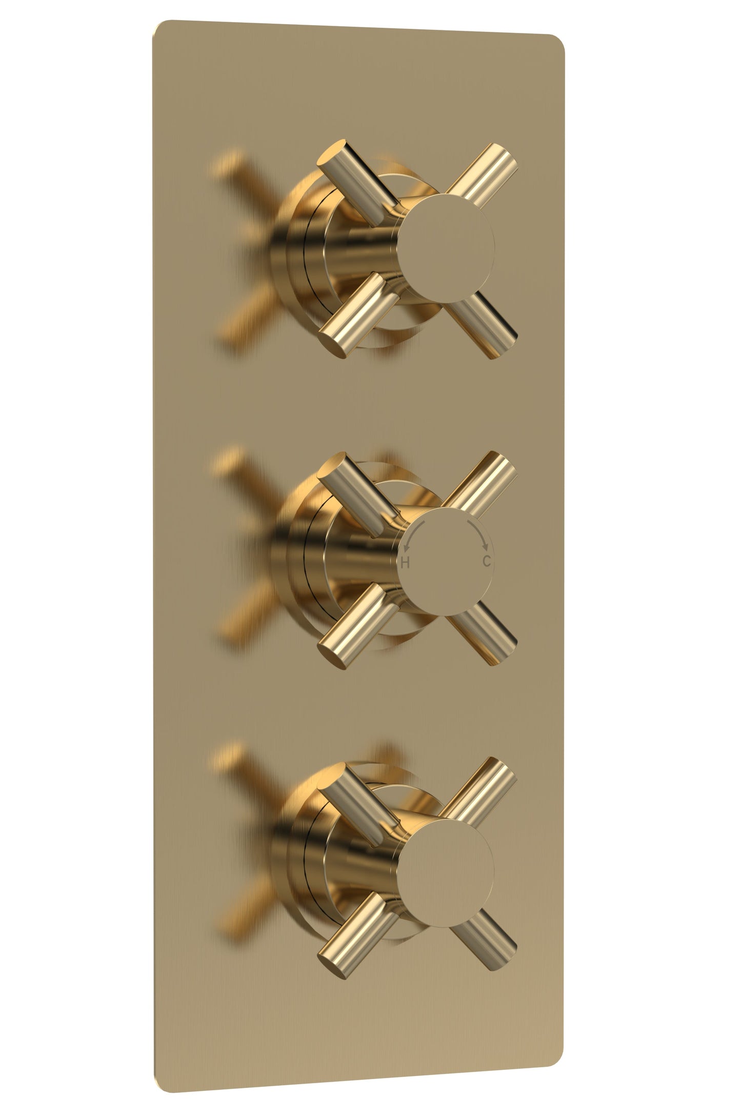 Tec Crosshead Triple Thermostatic Shower Valve Brushed Brass