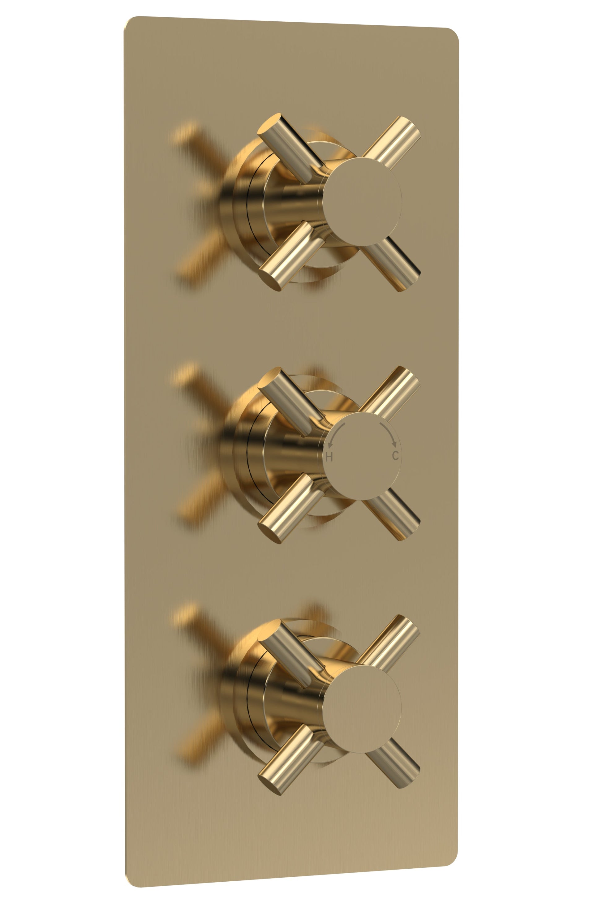 Tec Crosshead Triple Thermostatic Shower Valve Brushed Brass