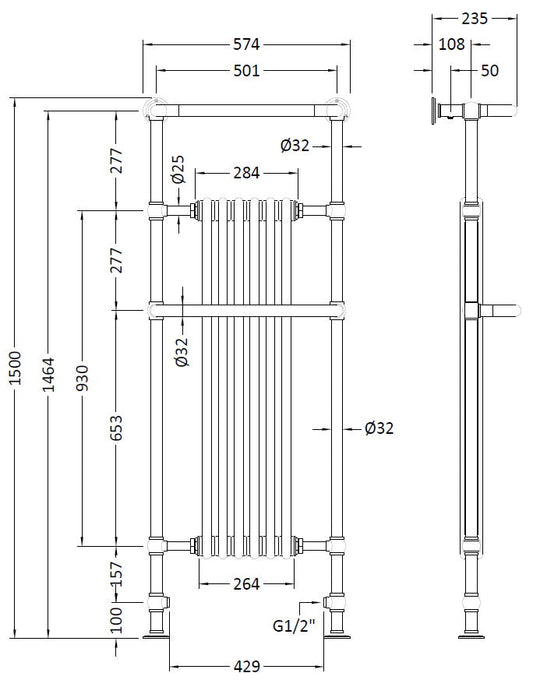 Brampton Towel Rail 1500 x 575mm