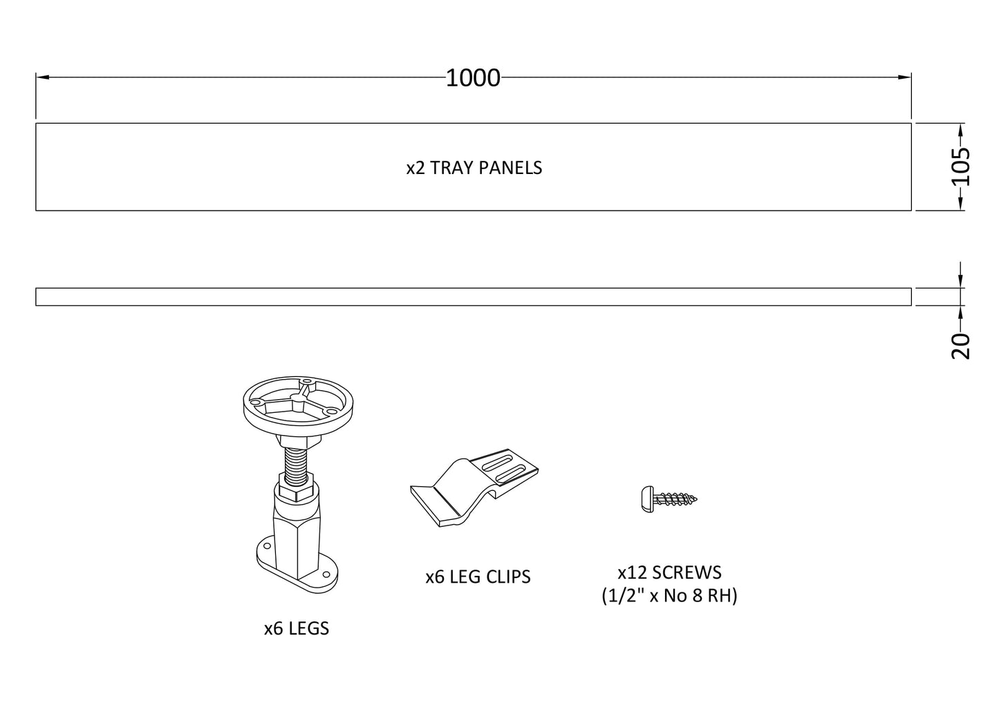 Hudson Reed 1000mm Leg Set & Plinth Kit With 2 Plinths